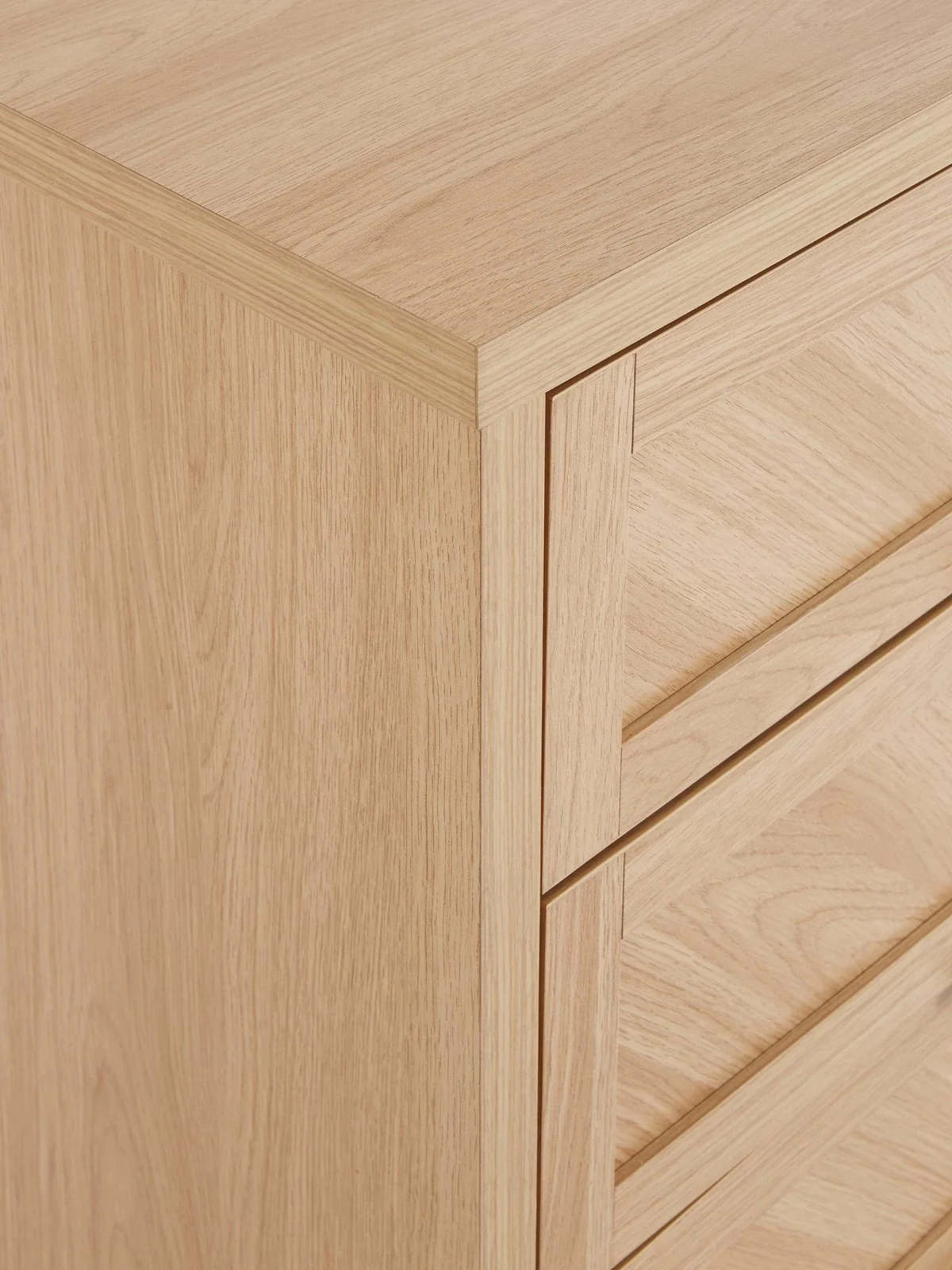 Chevry 3 + 3 Drawer Chest Oak Fishbone Effect Modern Bedroom Furniture - Image 5