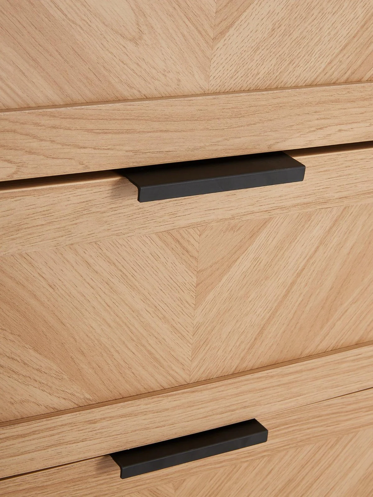 Chevry 3 + 3 Drawer Chest Oak Fishbone Effect Modern Bedroom Furniture - Image 6