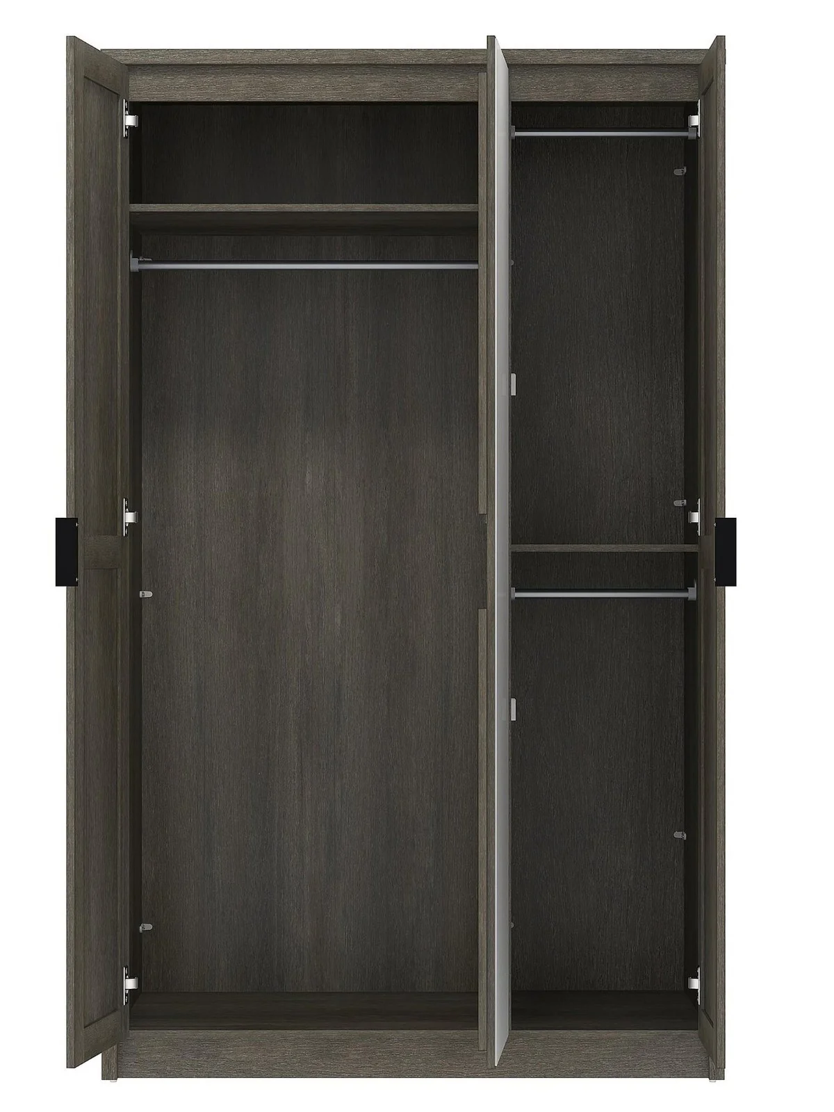 Chevry 3 Door Mirrored Wardrobe | Grey Oak & Black | Fishbone Chevron Design - Image 4
