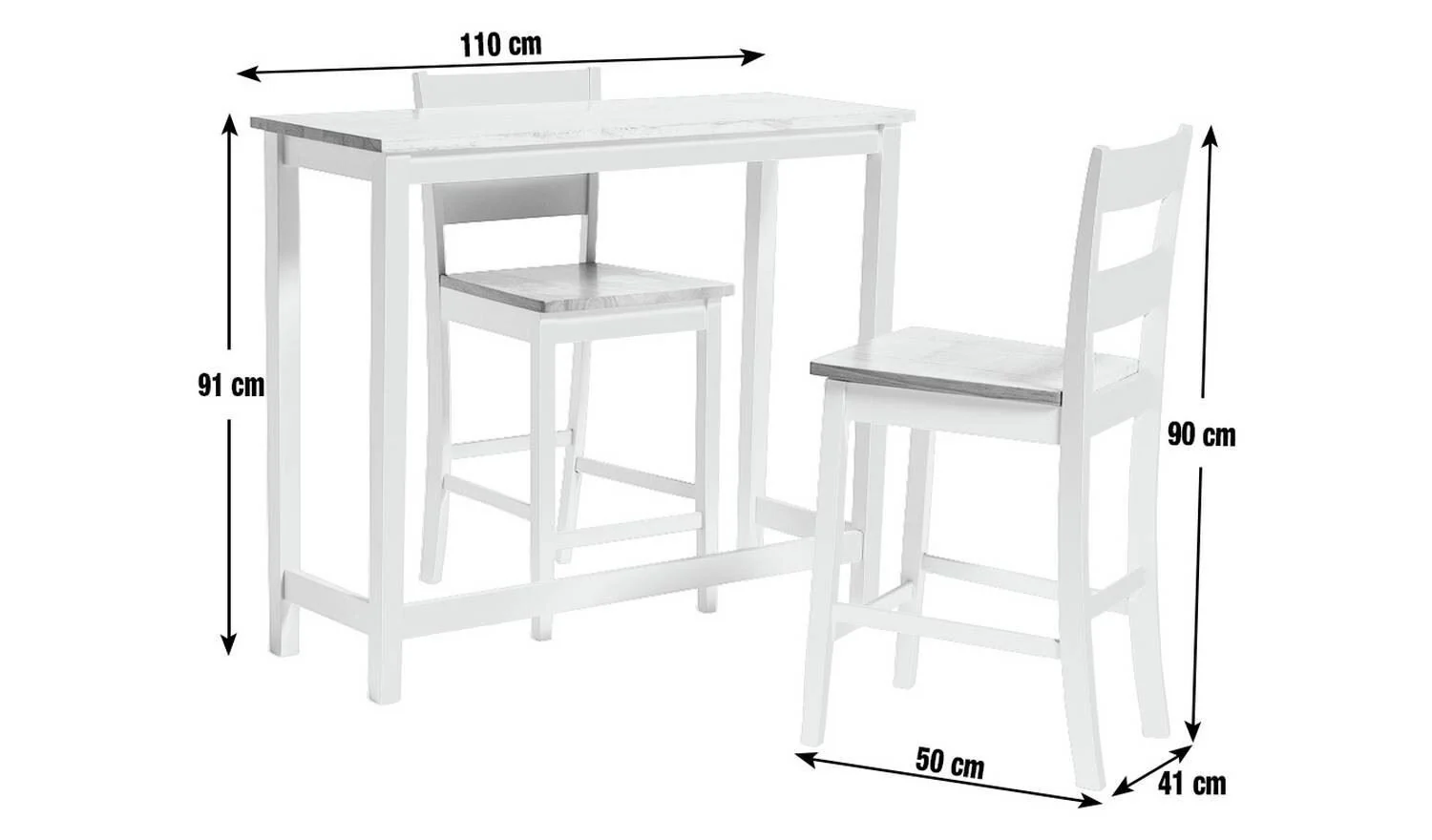 Chicago Oak White Bar Table & 2 Oak White Chairs - Image 2