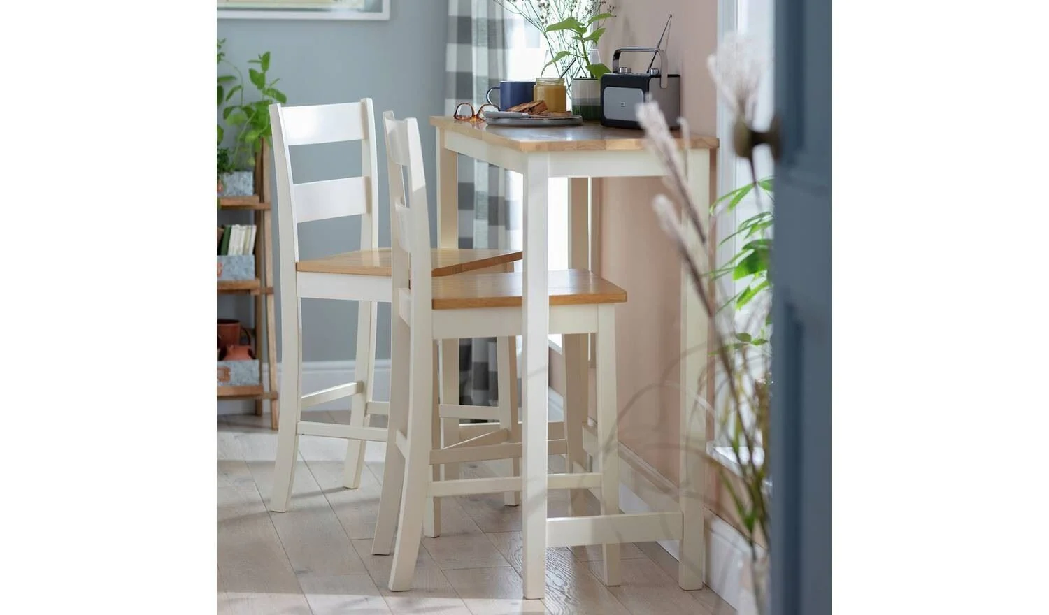 Chicago Oak White Bar Table & 2 Oak White Chairs - Image 3