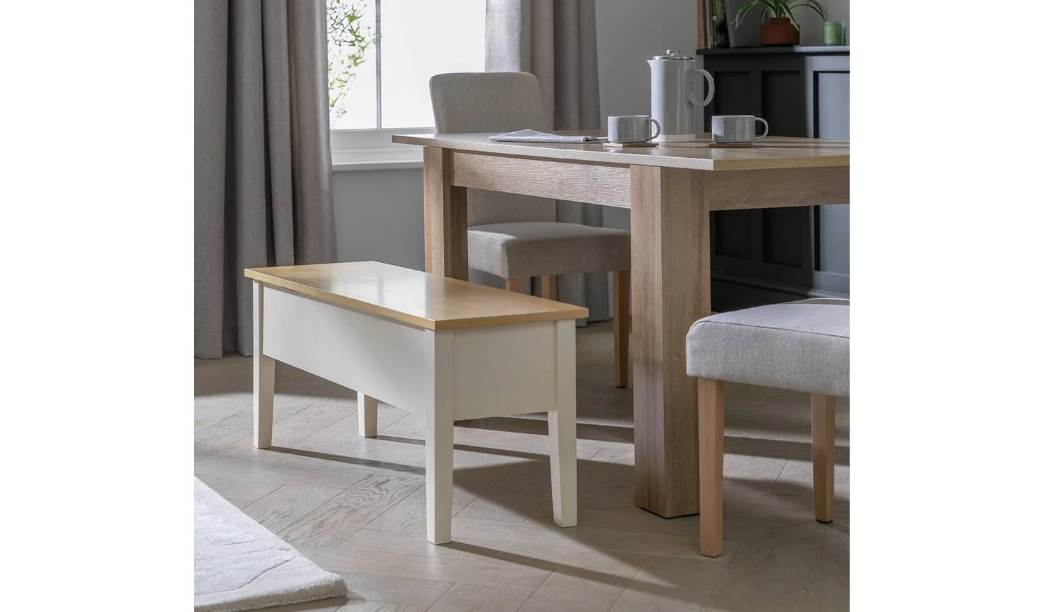 Chicago Solid Wood Storage Bench Off White Hallway Entryway Furniture - Image 3