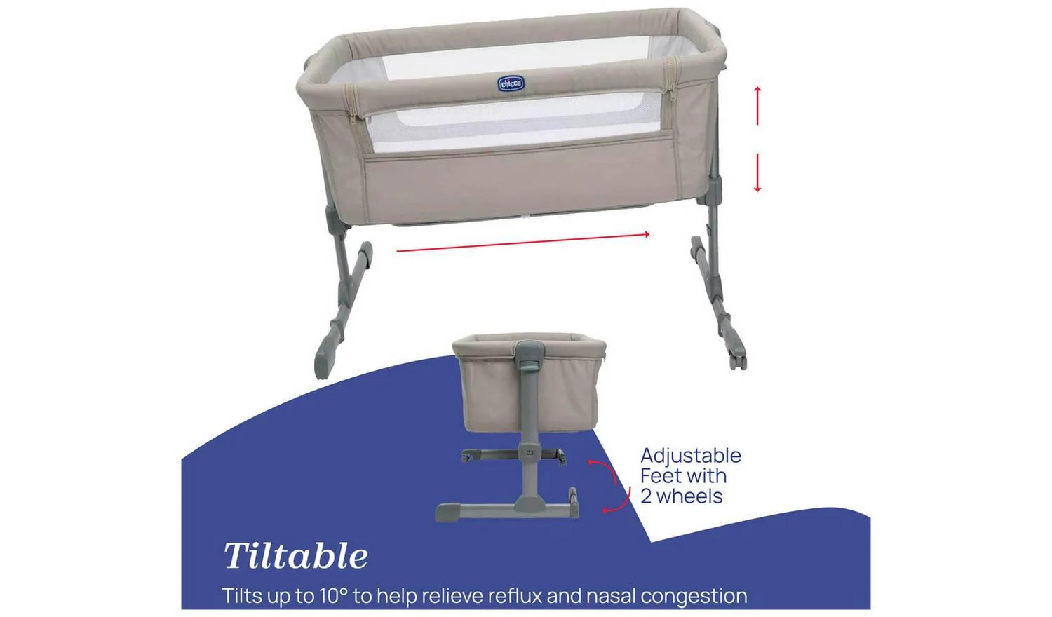 Chicco Next2Me Essential Bedside Crib Dune Traditional Style - Image 4