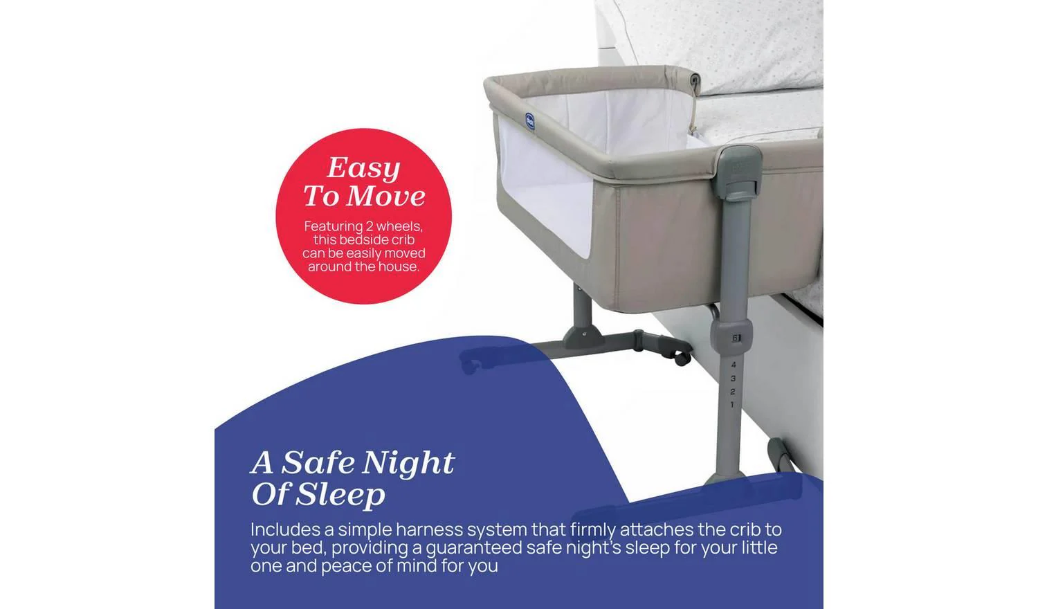 Chicco Next2Me Essential Bedside Crib Dune Traditional Style - Image 7