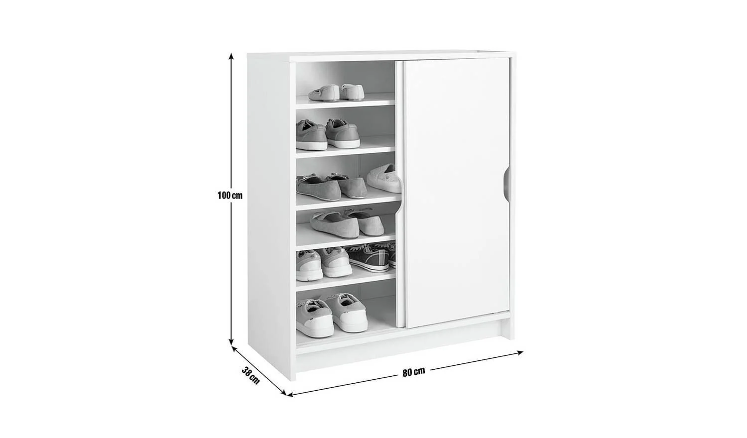 Chloe 2 Door Shoe Storage Cabinet - Grey - Image 9