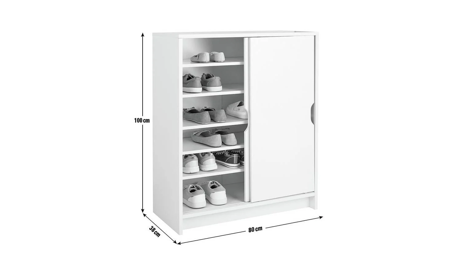 Chloe 2 Door Shoe Storage Cabinet White Hallway Entryway Furniture - Image 9