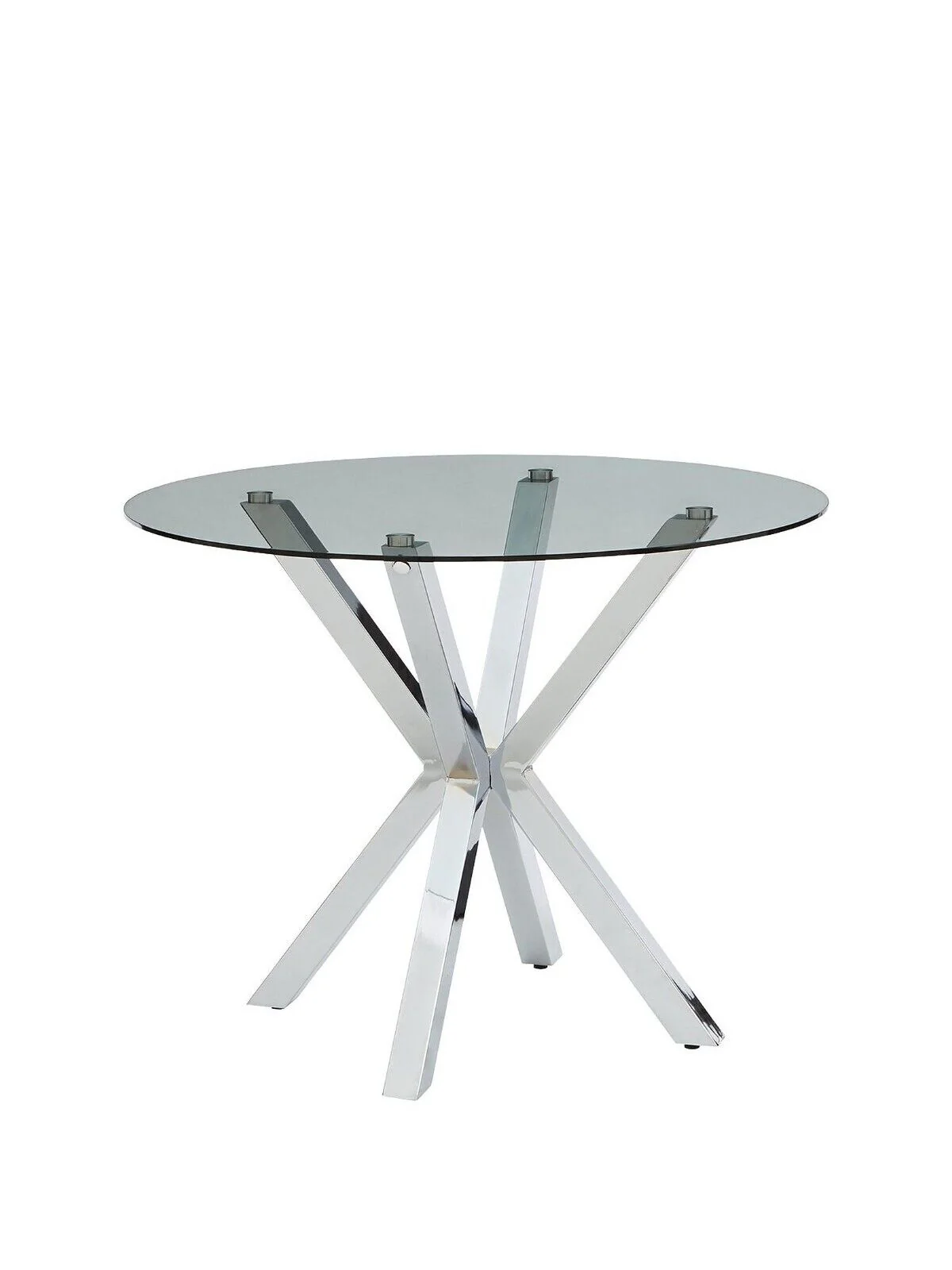 Chopstick 100cm Round Glass Dining Table + 4 Chairs Clear/Grey Stylish Dining - Image 2