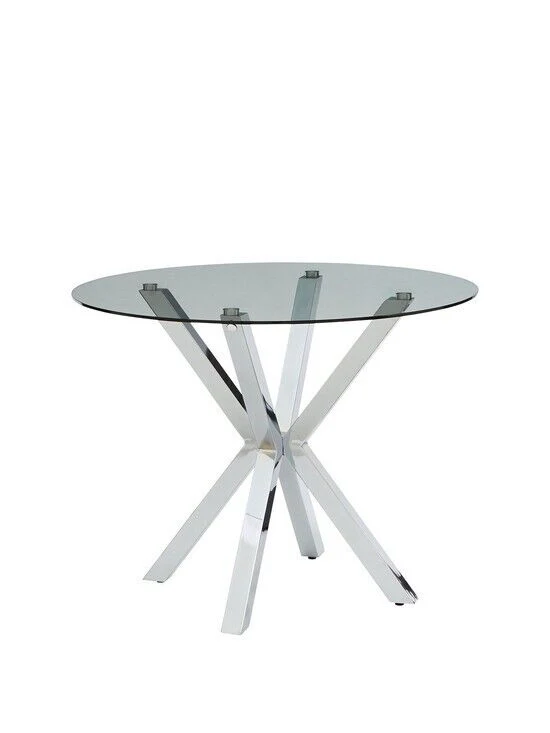 Chopstick 100cm Round Glass Dining Table 4 Chairs White Sleek Dining Furniture - Image 3