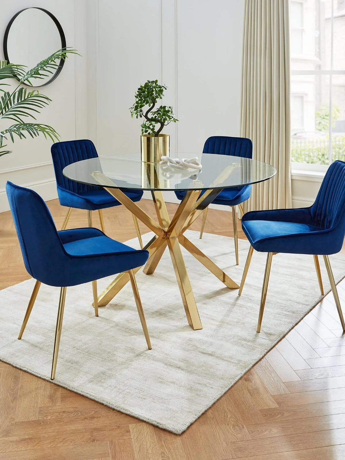 Chopstick 120 cm Round Dining Table Brass Kitchen Breakfast Bistro UK - Image 7