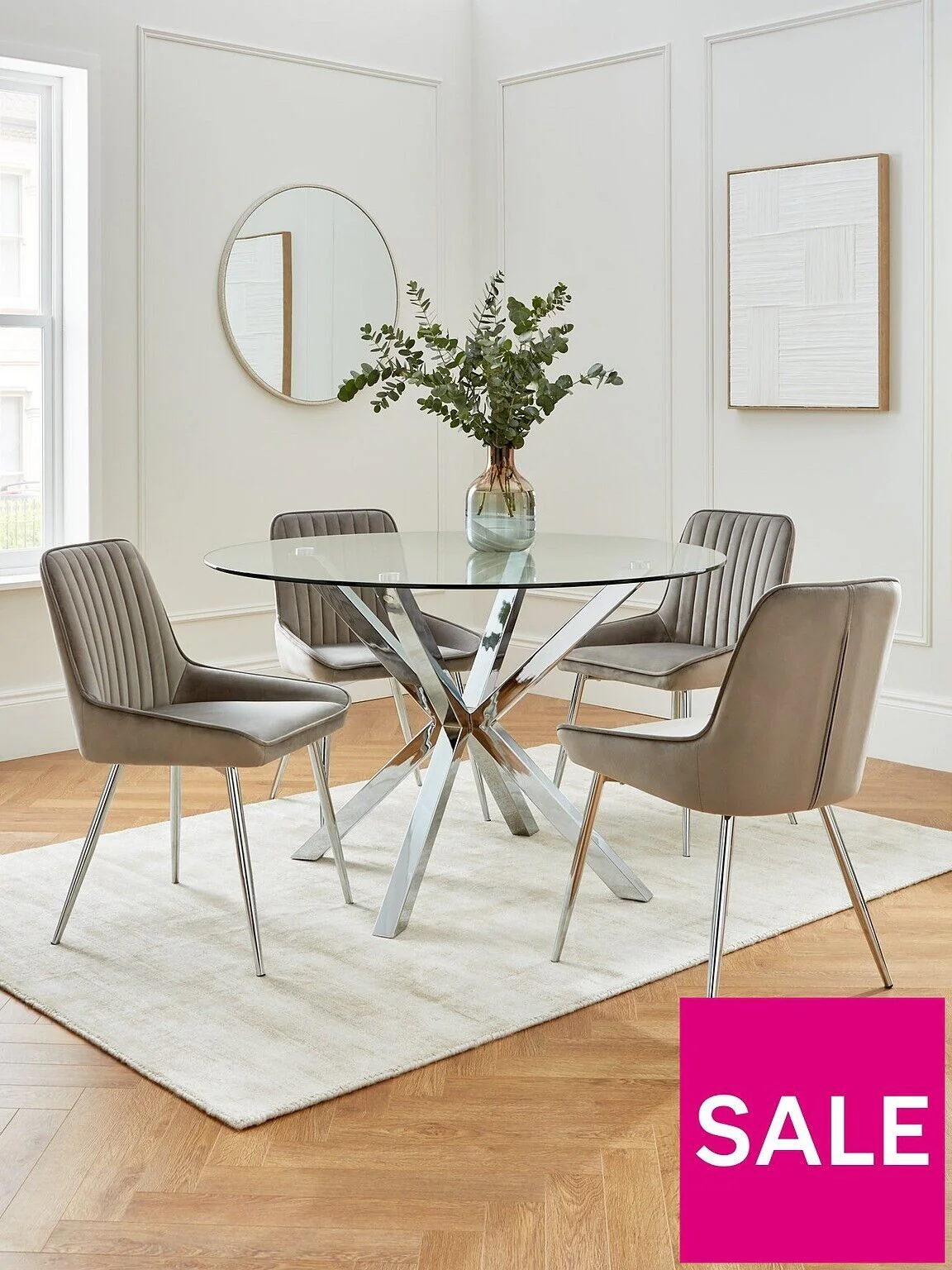 Chopstick 120 cm Round Dining Table Chrome Elegant & Stylish Furniture - Image 7