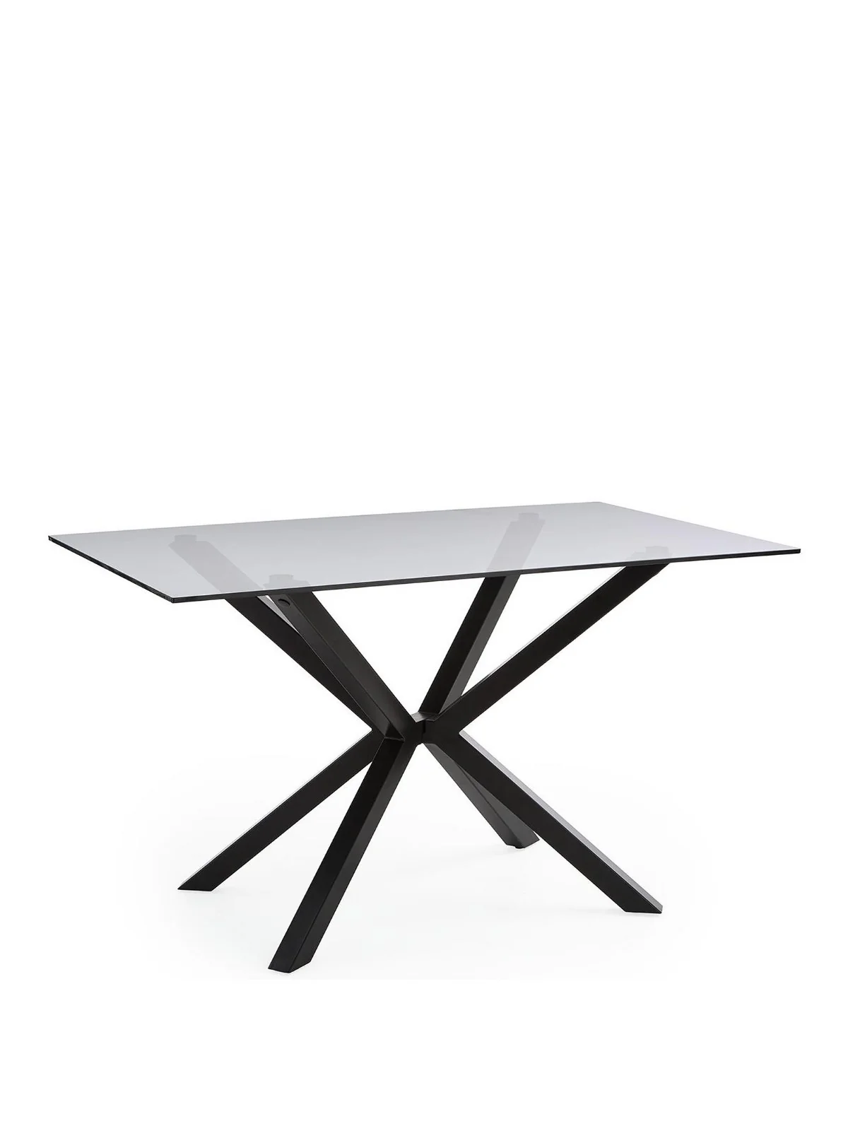 Chopstick 130 cm Rectangular Glass Top Dining Table Black Modern Kitchen - Image 2