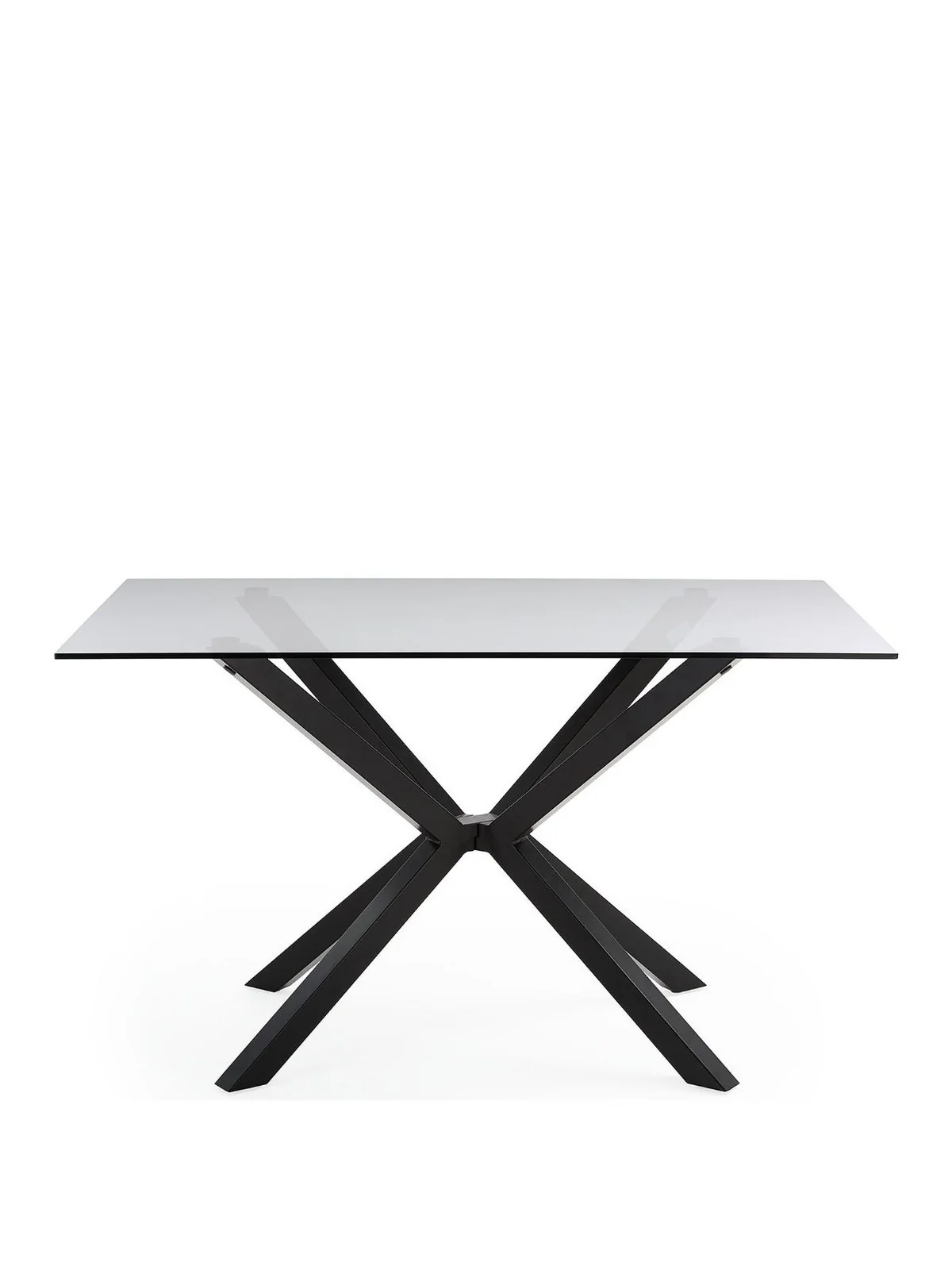 Chopstick 130 cm Rectangular Glass Top Dining Table Black Modern Kitchen - Image 3