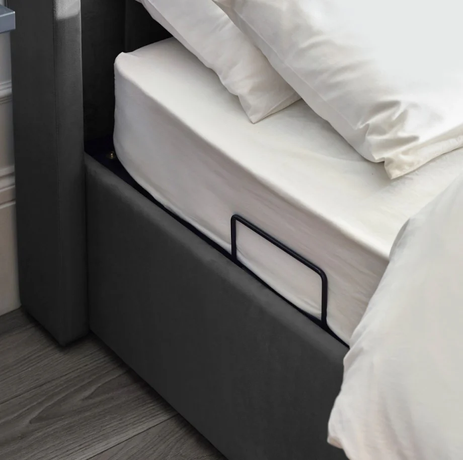 Clara Ottoman TV Bed Dark Grey King Size with Lift Mechanism Bedroom Furniture - Image 10