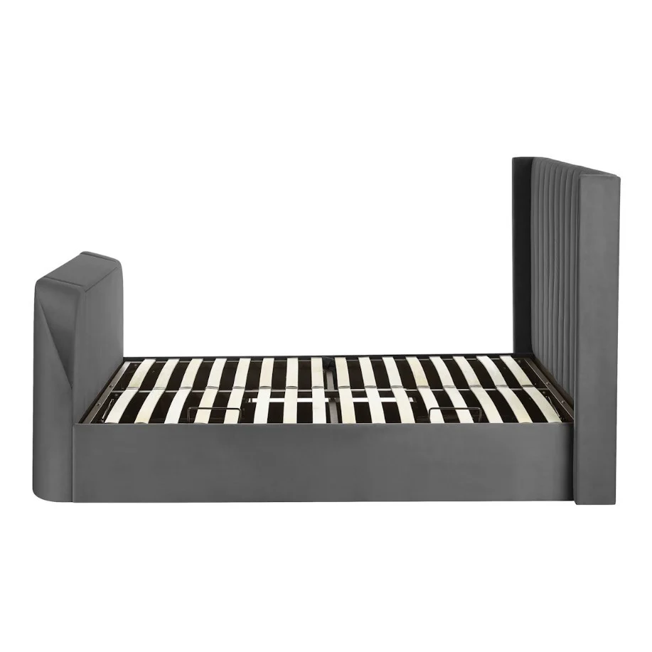 Clara Ottoman TV Bed Dark Grey King Size with Lift Mechanism Bedroom Furniture - Image 5