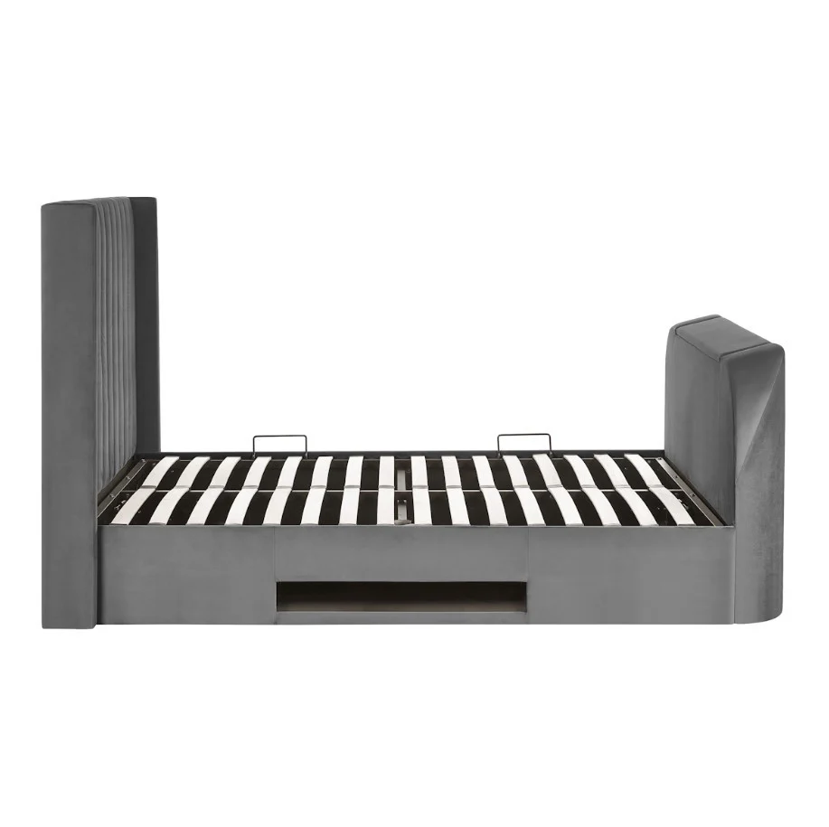Clara Ottoman TV Bed Dark Grey King Size with Lift Mechanism Bedroom Furniture - Image 6