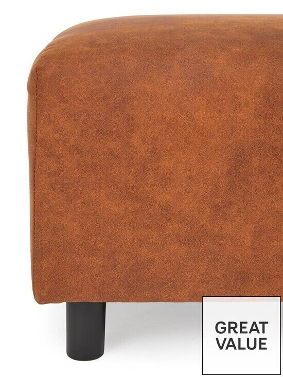 Clarkson Faux Suede Footstool Chestnut Comfortable Elegant Living Room Decor - Image 3