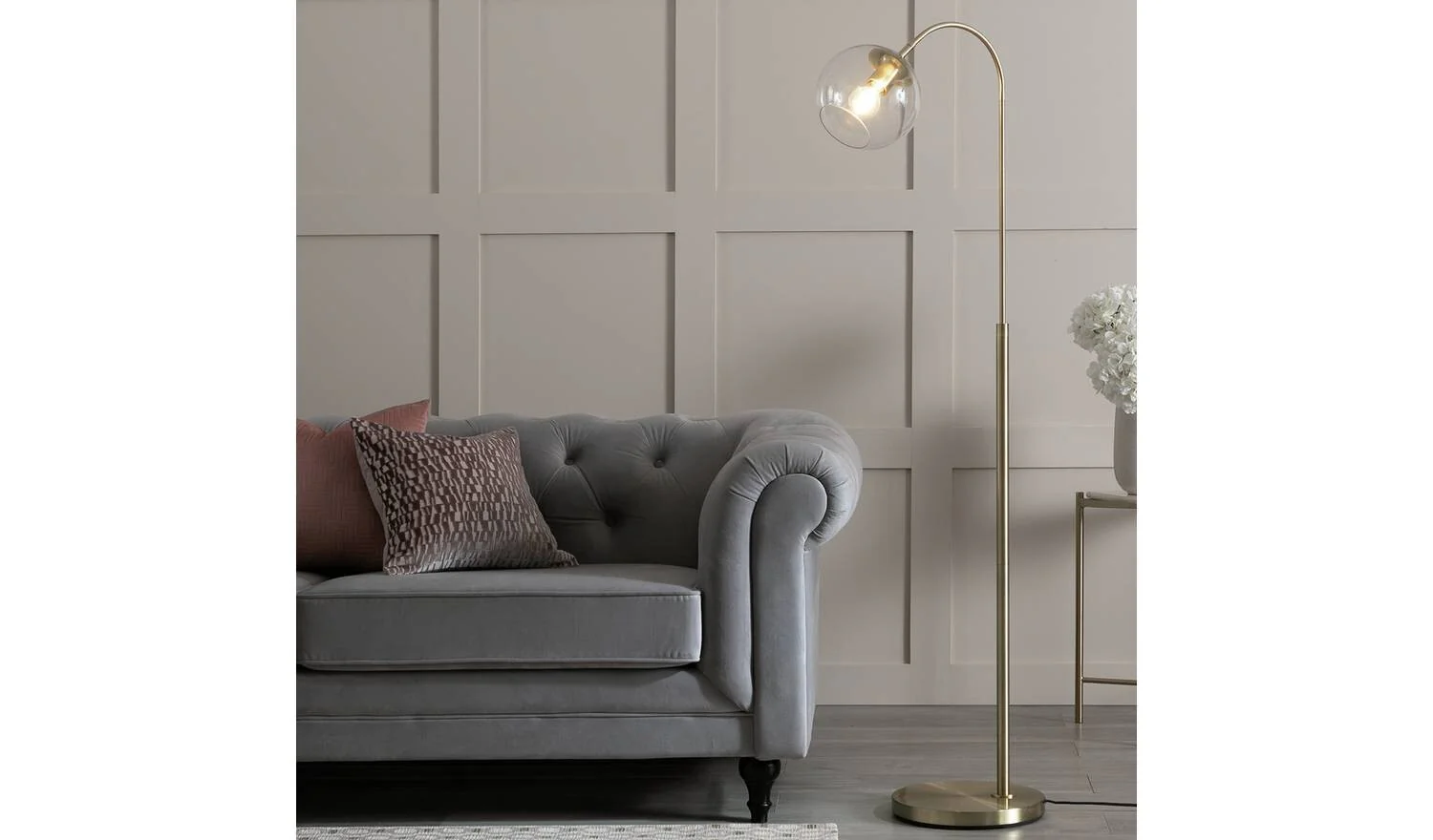 Coleman Glass Shade Metal Floor Lamp - Brass - Image 3
