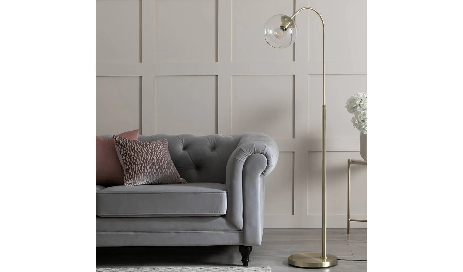 Coleman Glass Shade Metal Floor Lamp - Brass - Image 4