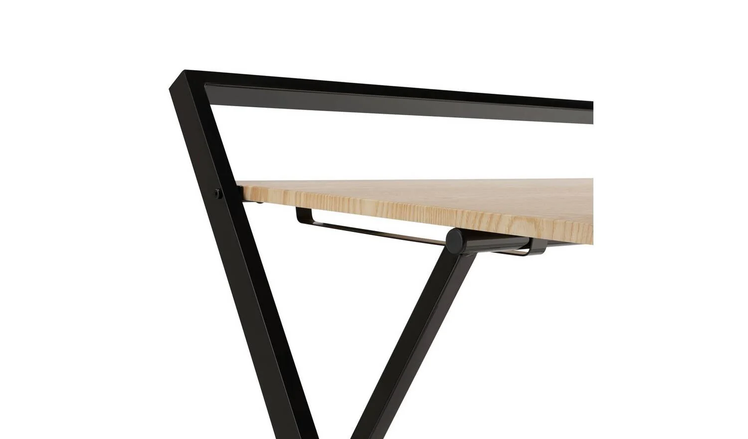 Compact Folding Office Desk Black & Oak Space Saving Portable Design - Image 5