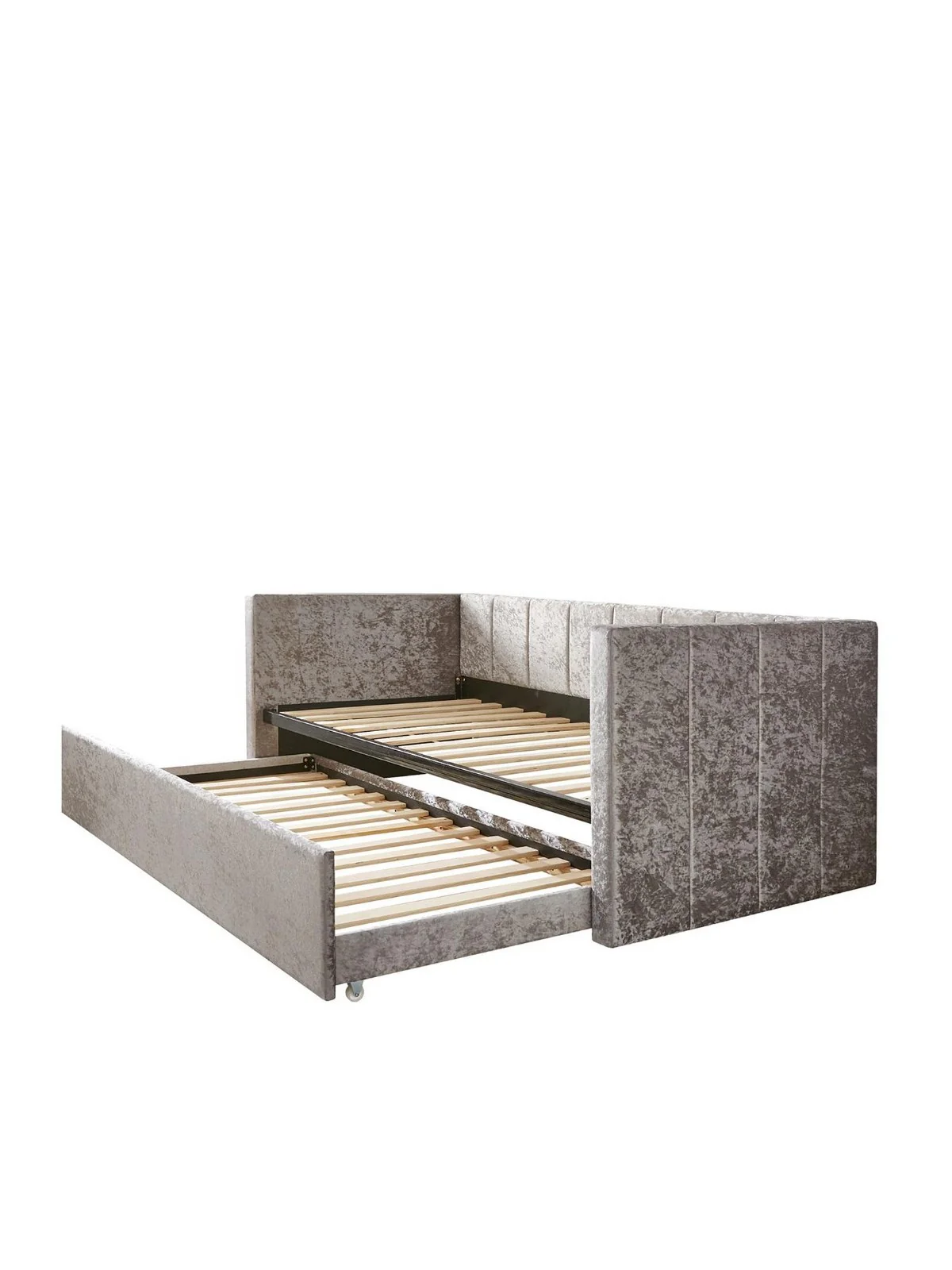 Connie Crushed Velvet Day Bed - Silver | With Trundle | Glamorous Sofa Guest Bed - Image 3