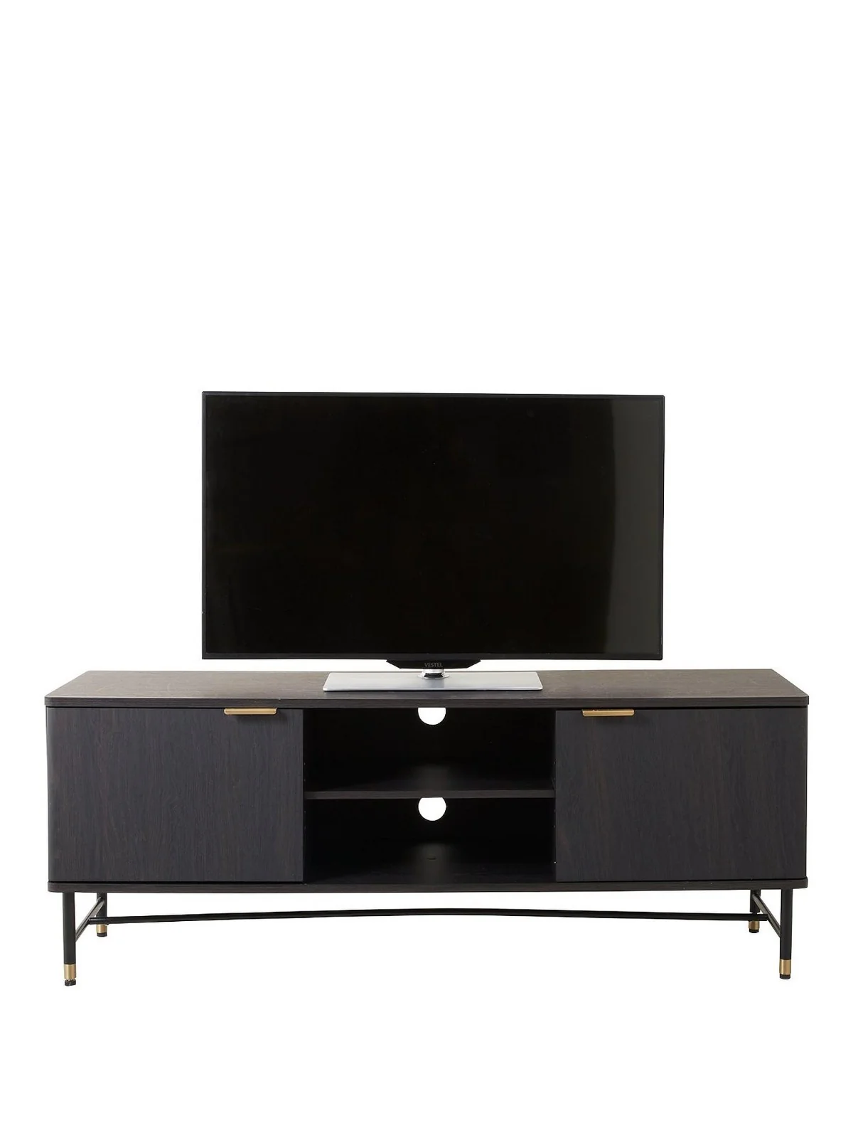 Cooper TV Unit Walnut Gold Metal Legs fits up to 60 inch Media Stand - Image 2