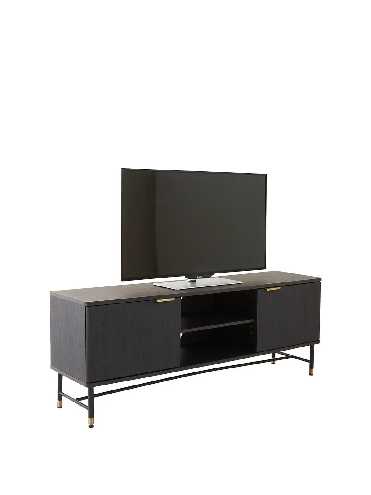 Cooper TV Unit Walnut Gold Metal Legs fits up to 60 inch Media Stand - Image 3
