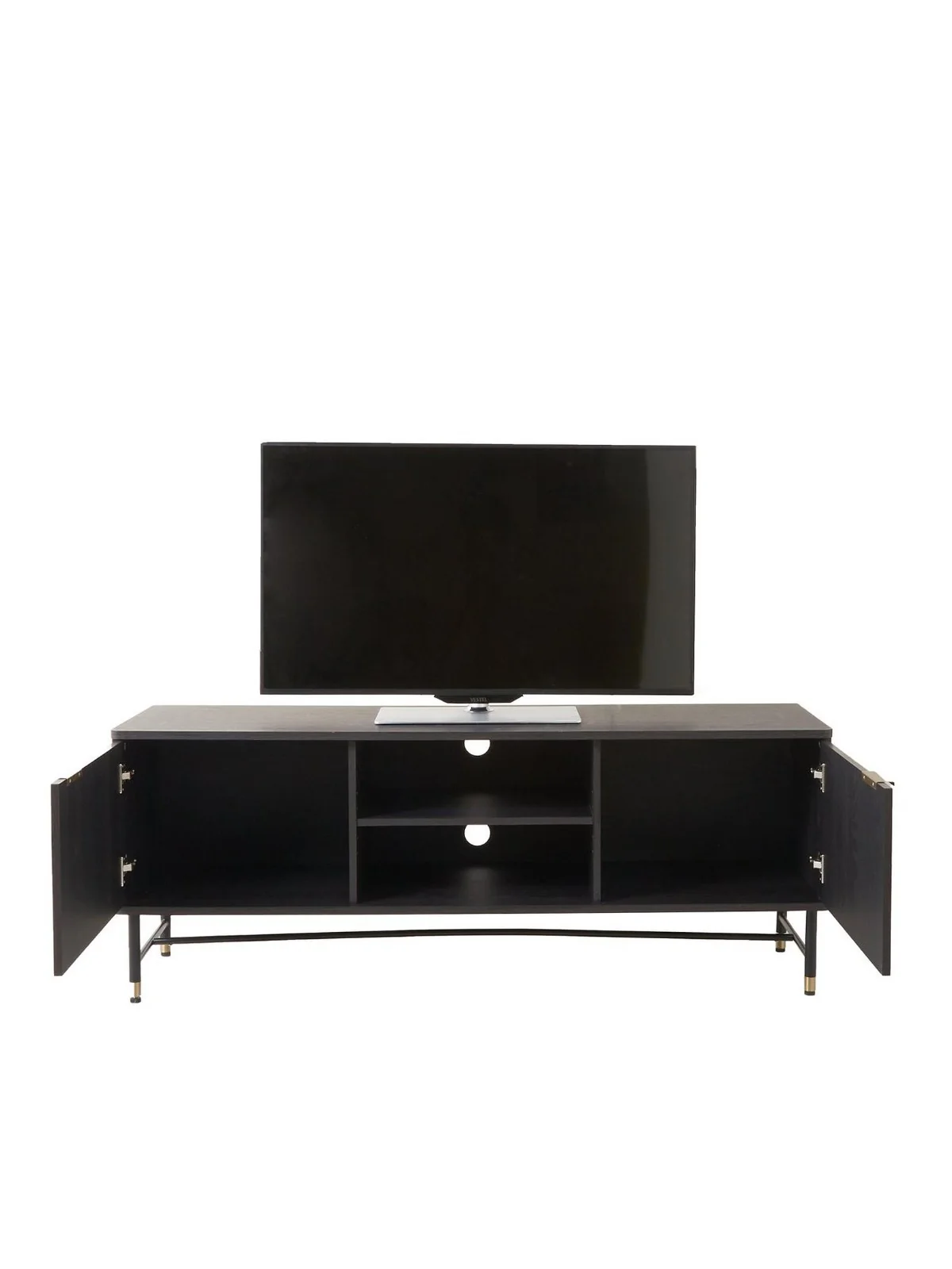 Cooper TV Unit Walnut Gold Metal Legs fits up to 60 inch Media Stand - Image 4