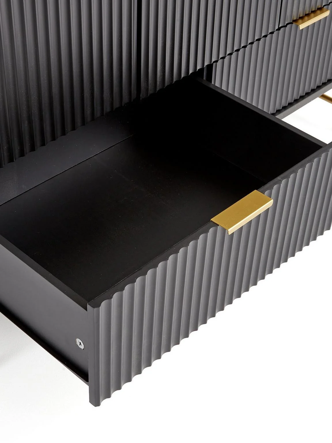 Cora 3 Door 2 Drawer Wardrobe | Black & Brass | Fluted Design | Modern Storage - Image 6