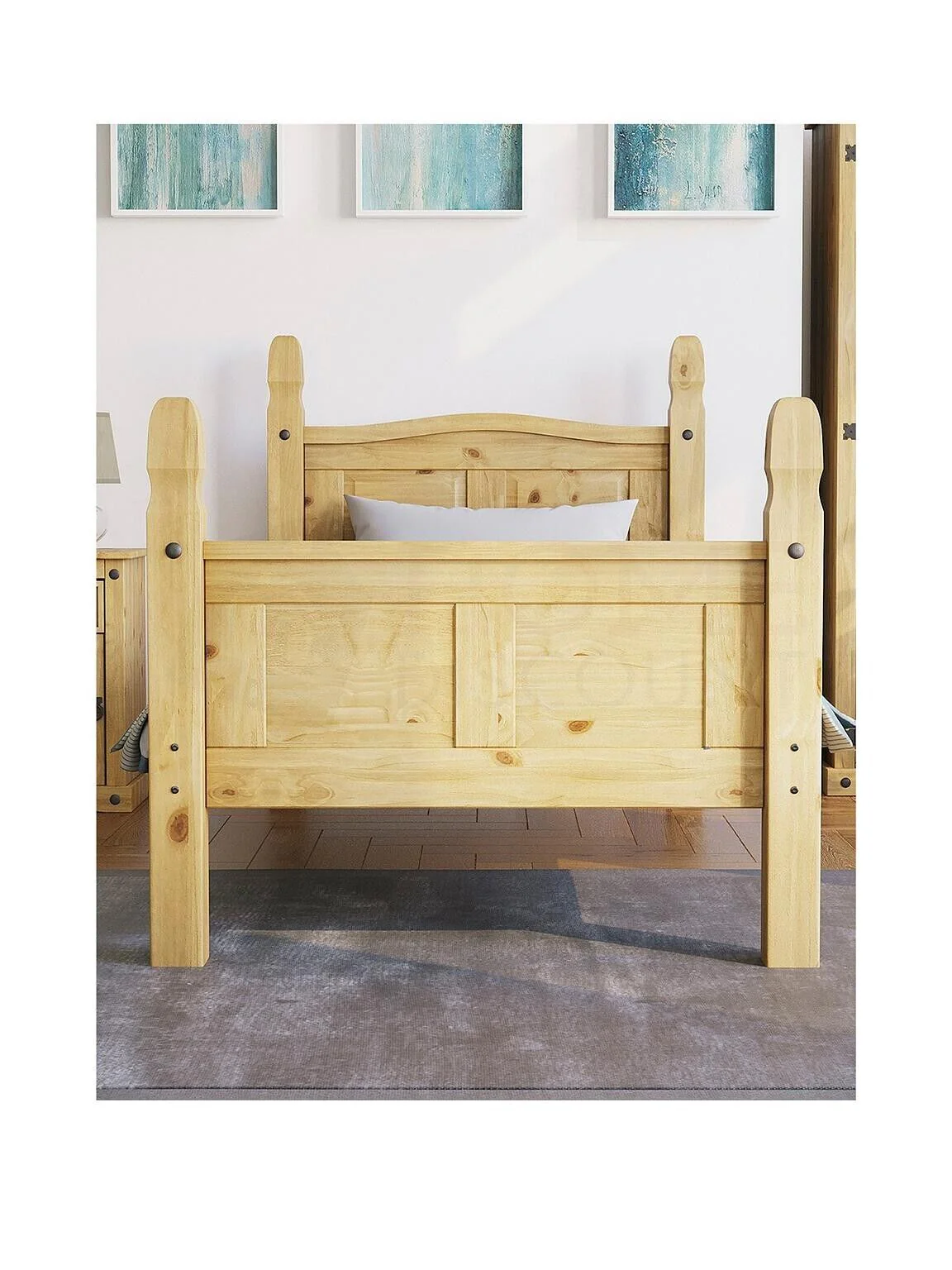 Corona Solid Pine 3ft Bed Frame High Foot Durable and Stylish Bedroom Furniture - Image 3