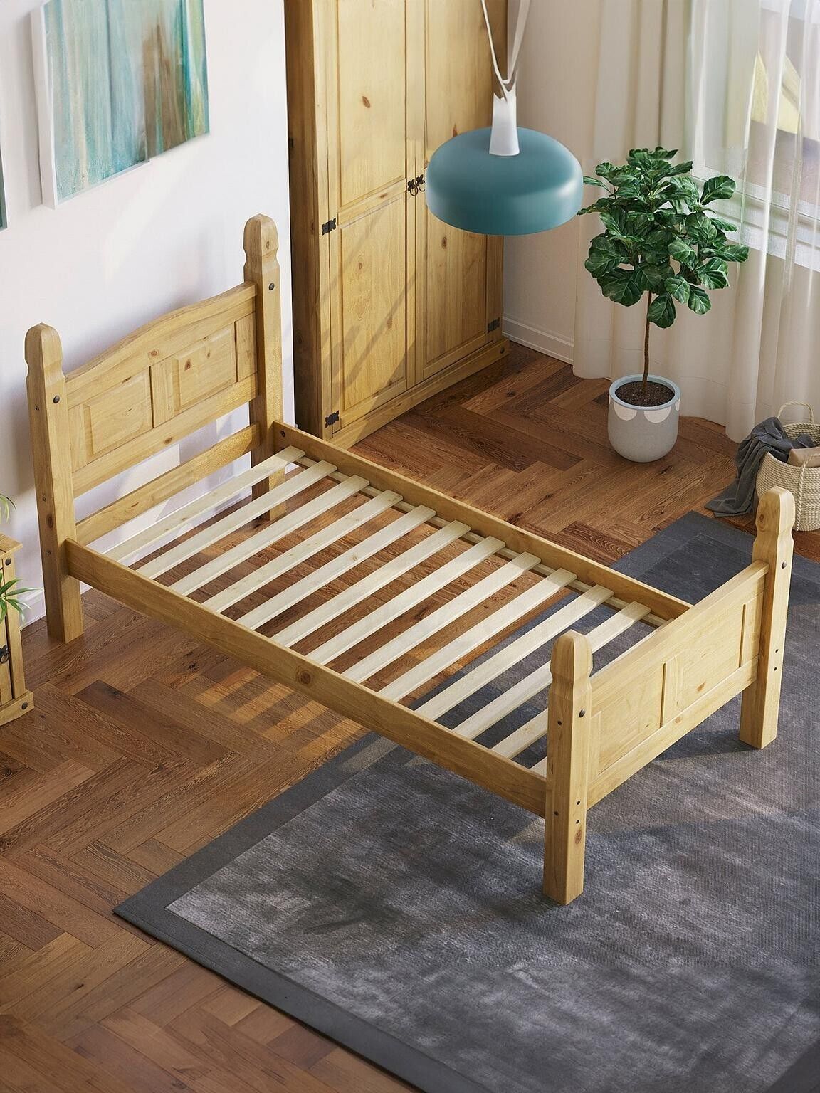 Corona Solid Pine 3ft Bed Frame High Foot Durable and Stylish Bedroom Furniture - Image 4