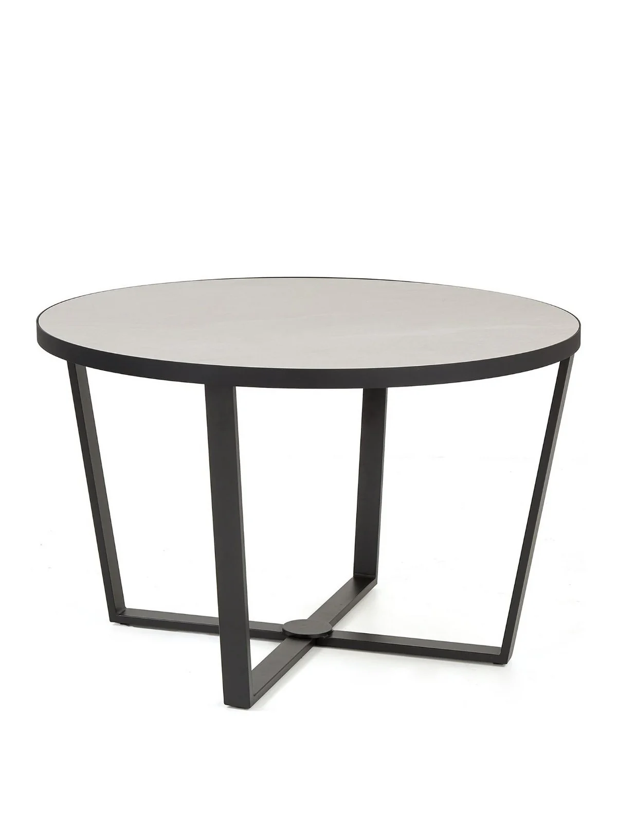 Cortes Dining Set | 120cm Ceramic Table & 4 Fabric Chairs | Black Metal Frame - Image 2