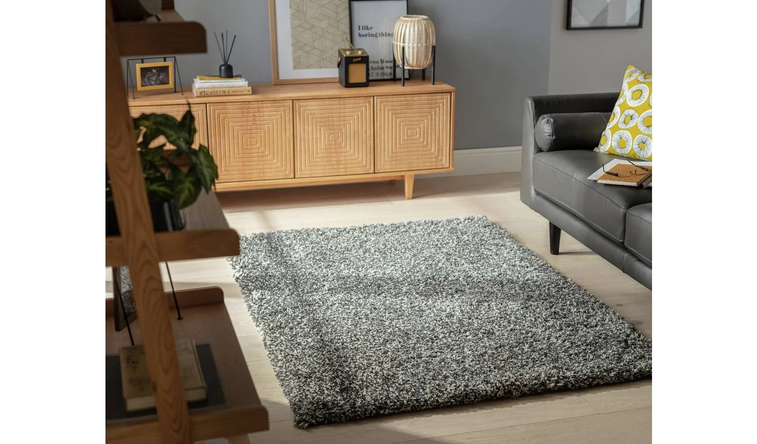 Cosy Grey Marl Shaggy Rug 120x170cm Soft Living Room Bedroom Floor - Image 3