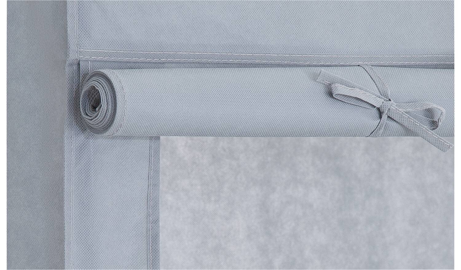 Covered Double Wardrobe with Storage Grey Bedroom Furniture Organiser Cabinet - Image 3