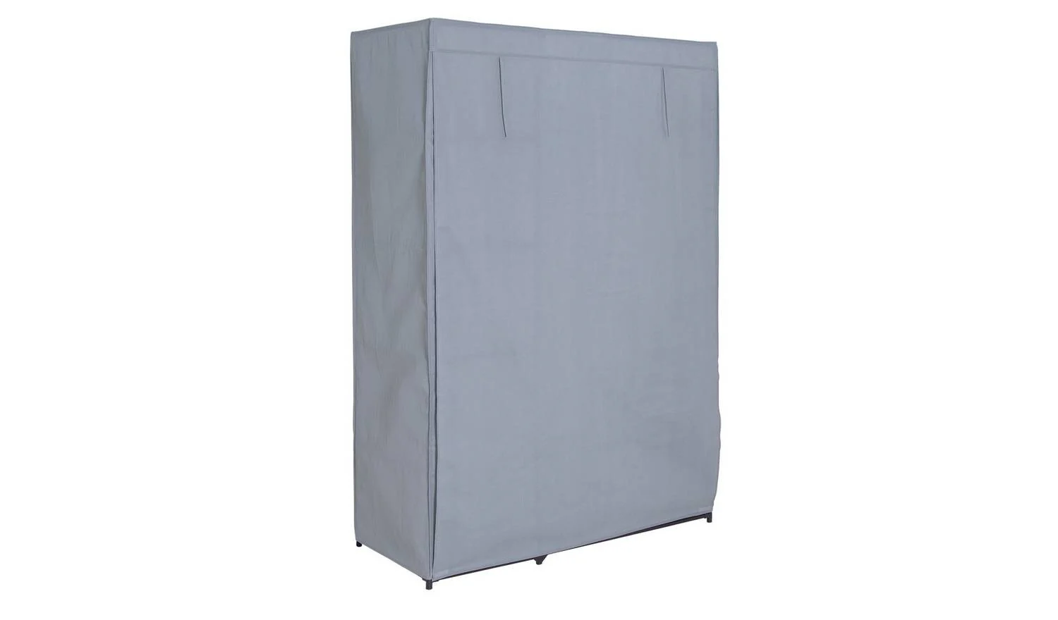 Covered Double Wardrobe with Storage Grey Bedroom Furniture Organiser Cabinet - Image 4