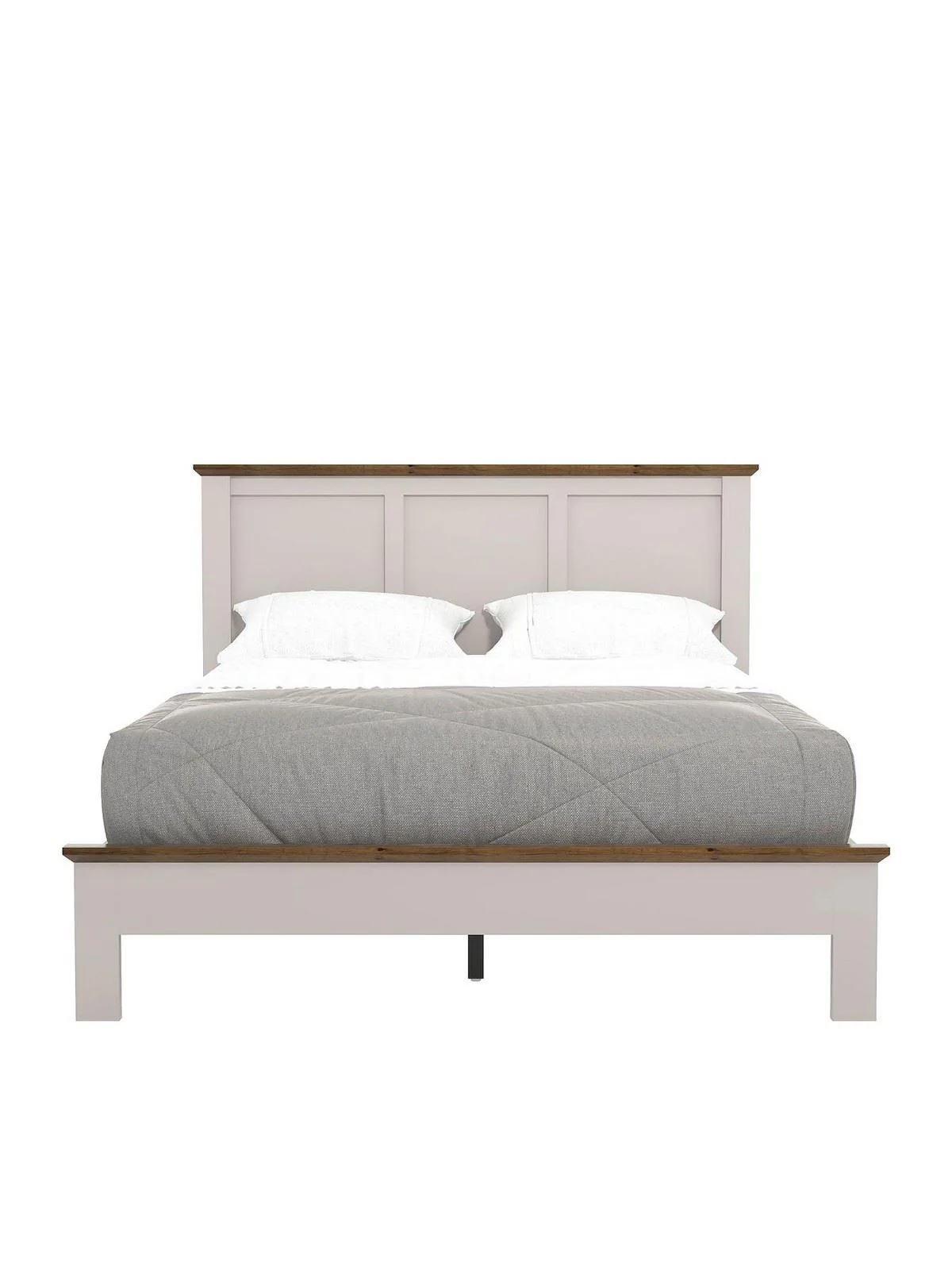 Crawford Wooden King Bed Grey & Dark Oak | Panelled Headboard | Cottage Style - Image 2