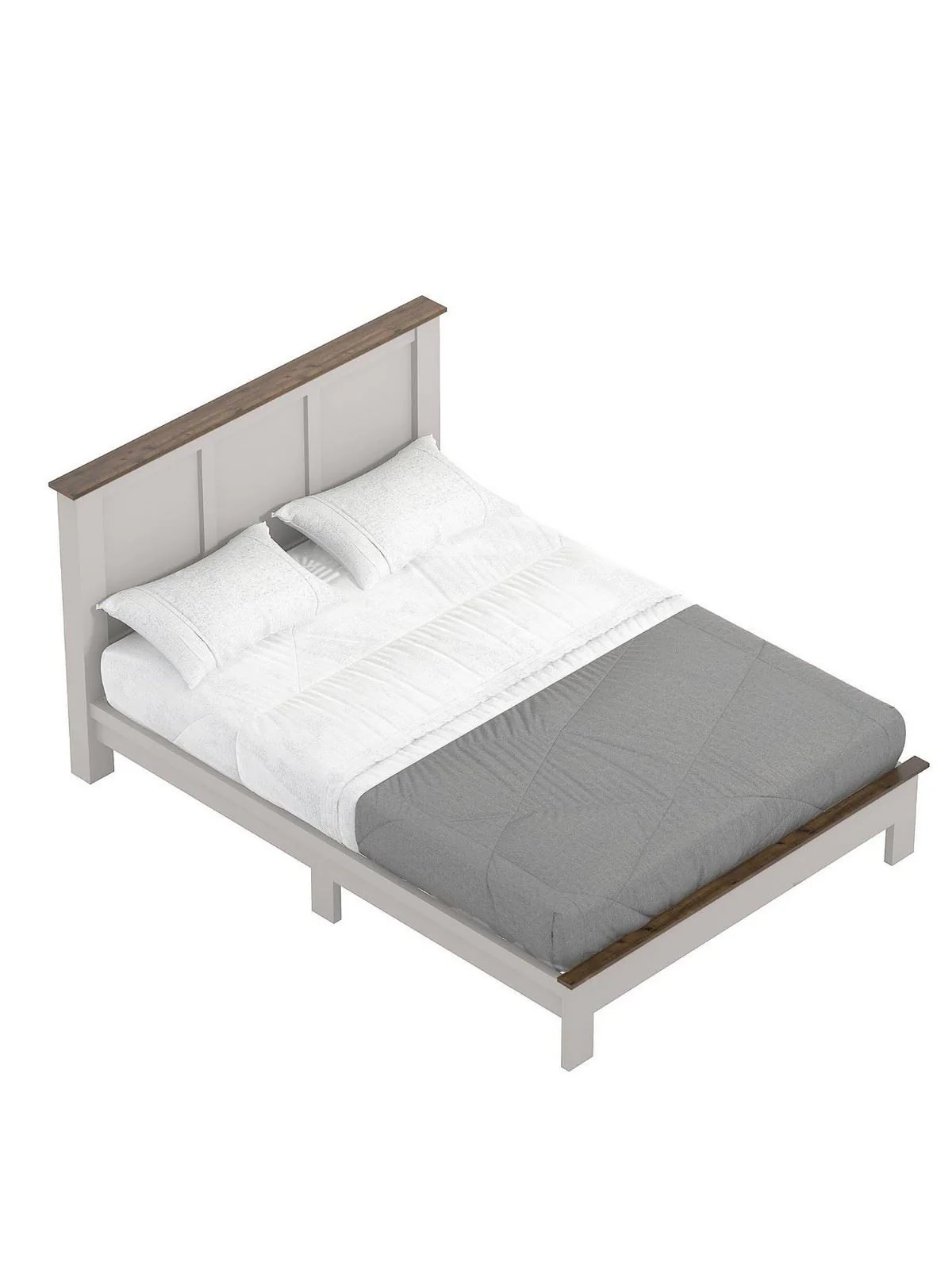 Crawford Wooden King Bed Grey & Dark Oak | Panelled Headboard | Cottage Style - Image 3