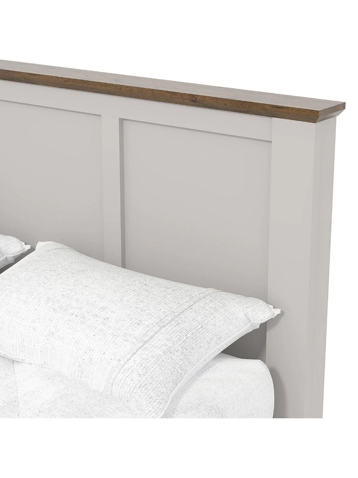 Crawford Wooden King Bed Grey & Dark Oak | Panelled Headboard | Cottage Style - Image 4