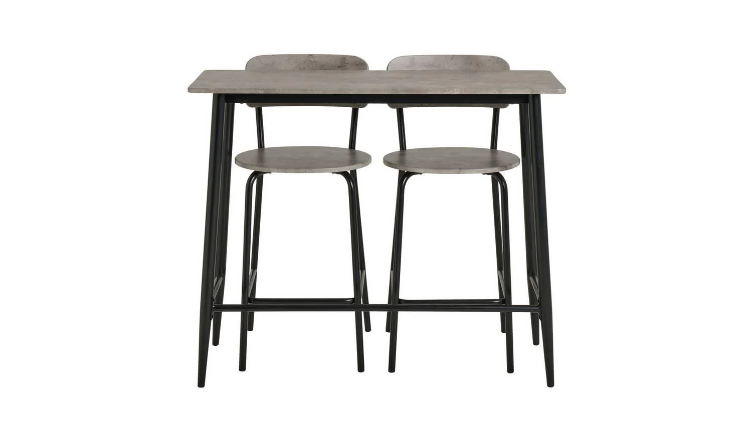 Crowe Grey Dining Table & 2 Grey Stools Kitchen Bar Set - Image 4