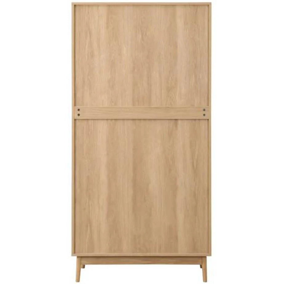 Croxley 2 Door 1 Drawer Oak Rattan Wardrobe Modern Boho Design - Image 5