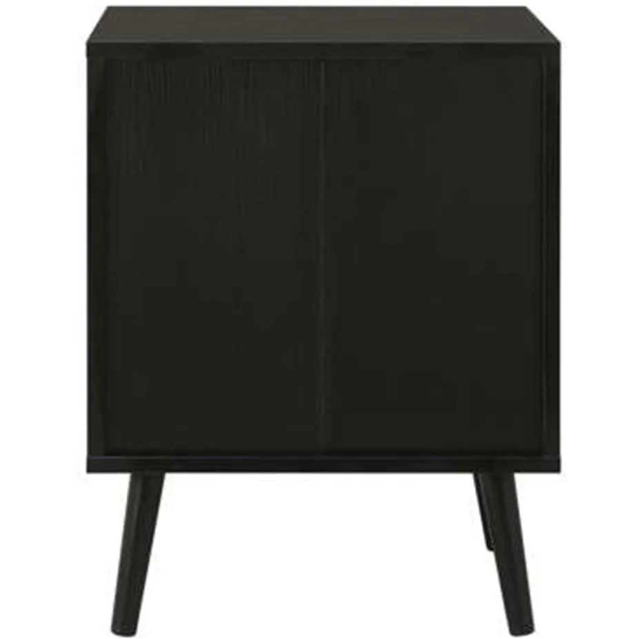 Croxley 2 Drawer Black and Oak Rattan Bedside Table Stylish Bedroom Furniture - Image 5