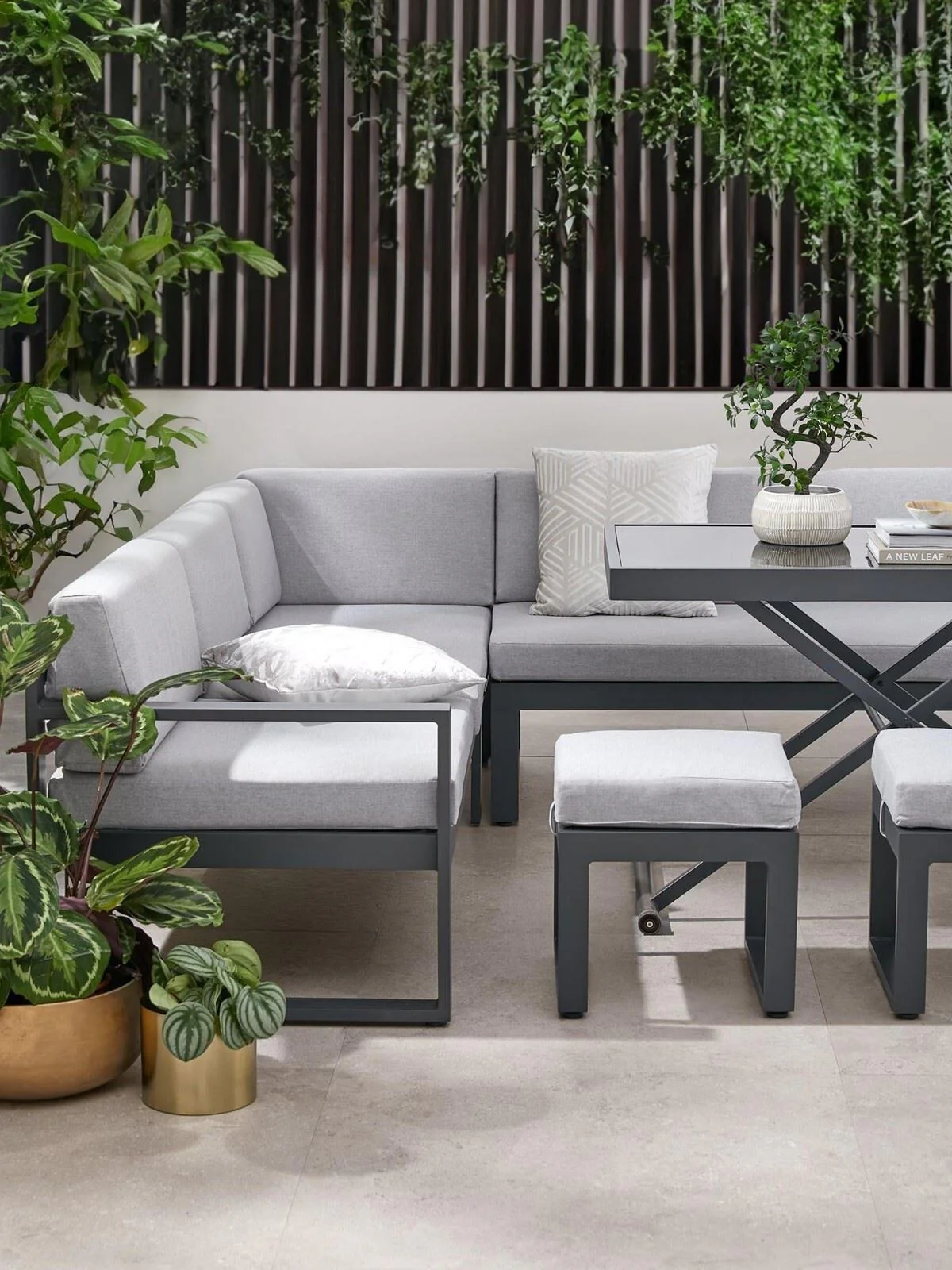 Cuba Corner L-Shape Dining Set with Lift-Up Table Grey Stylish Outdoor Furniture - Image 2