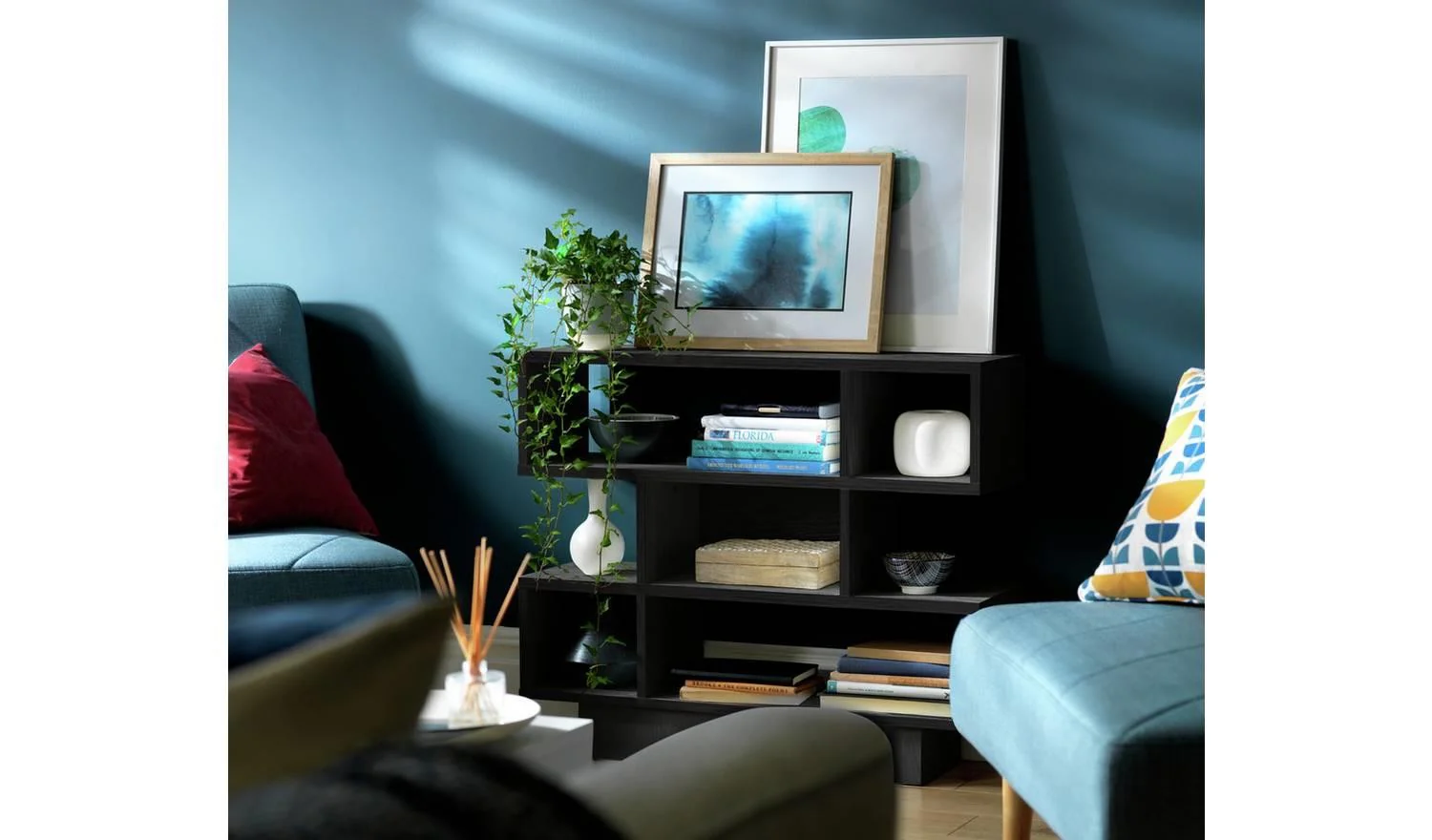 Cubes Short Shallow Shelving Unit - Black - Image 2