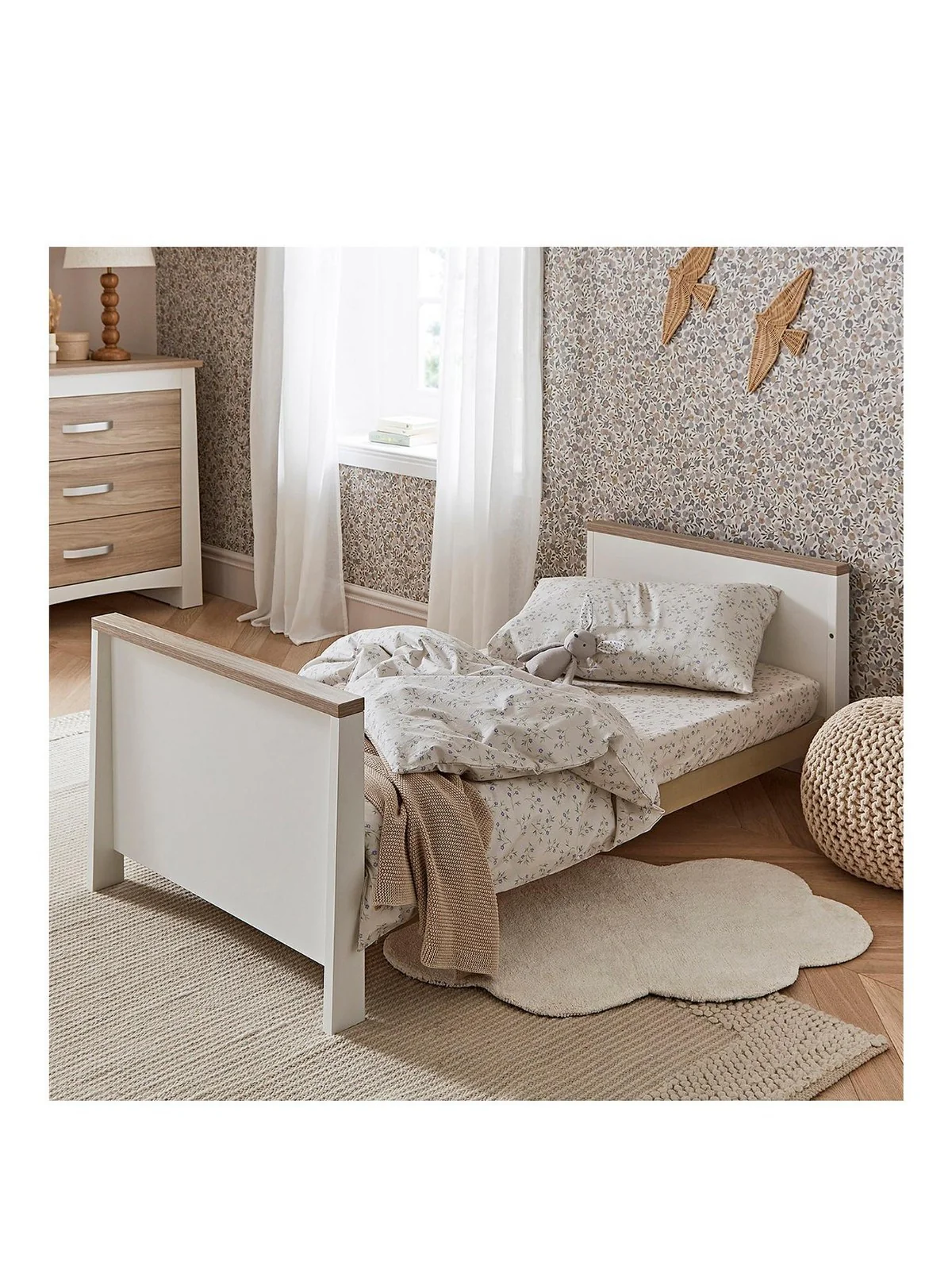 CuddleCo Ada Cot Bed White Ash | Converts to Toddler Bed | 3 Height Settings - Image 3