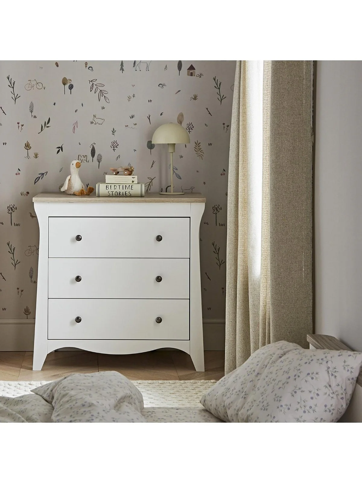 CuddleCo Clara Dresser Changer - White & Ash | 3-Drawer Nursery Unit - Image 2