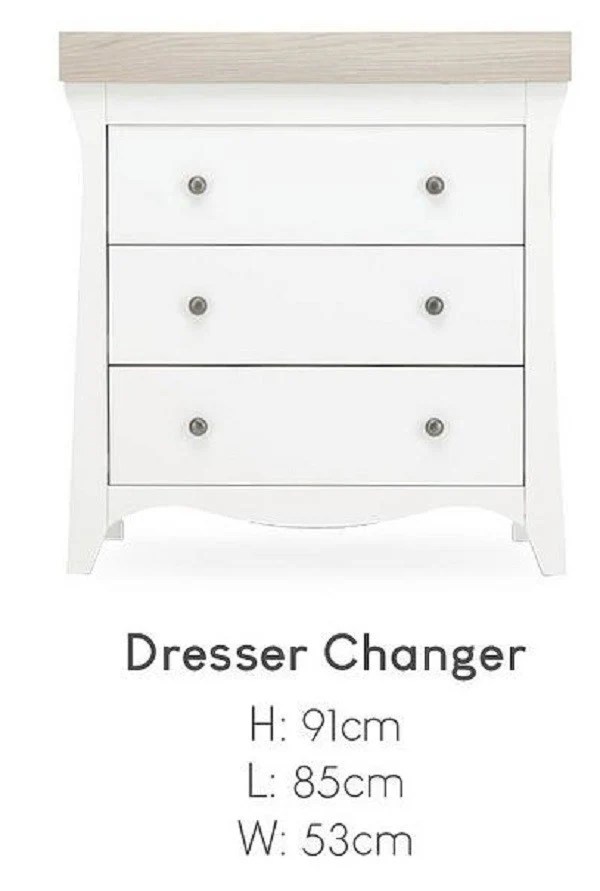 CuddleCo Clara Dresser Changer - White & Ash | 3-Drawer Nursery Unit - Image 3