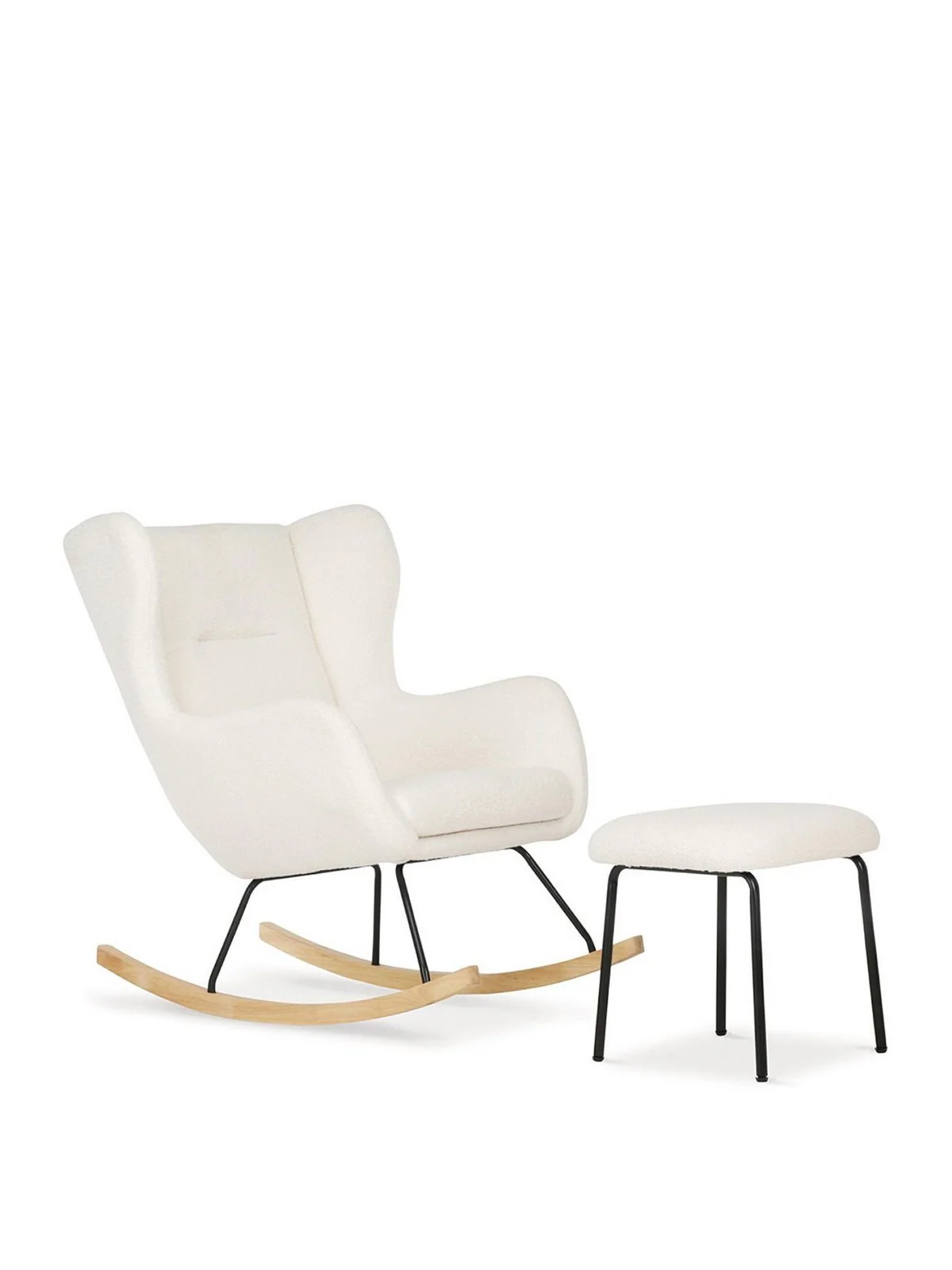 CuddleCo Marley Nursing Chair & Footstool Off White | Boucle Fabric | Rocker - Image 2