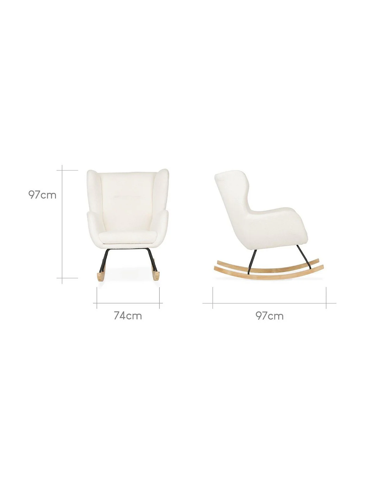 CuddleCo Marley Nursing Chair & Footstool Off White | Boucle Fabric | Rocker - Image 5