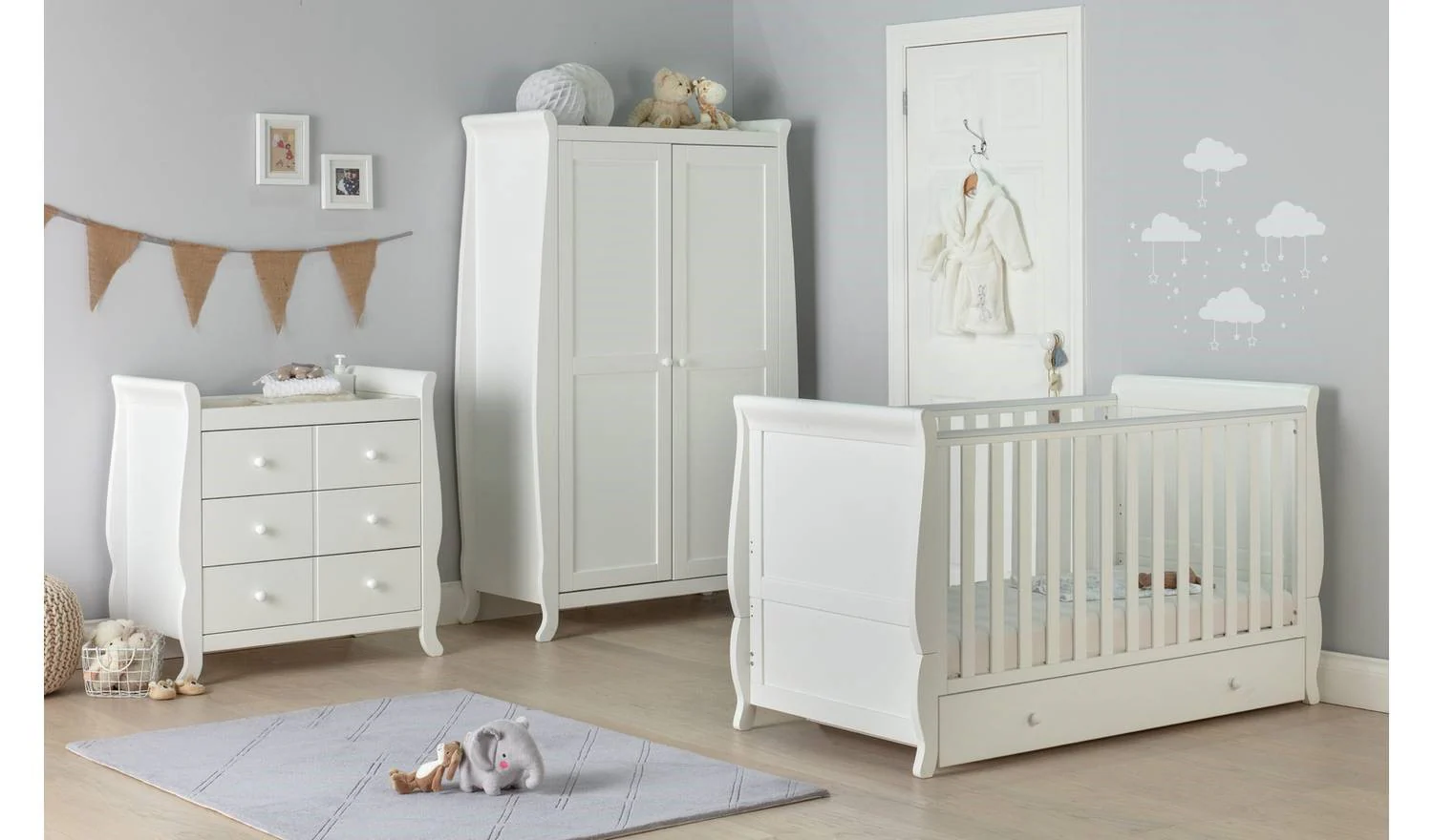 Cuggl Westbury Nursery Wardrobe White Baby Kids Storage Organiser - Image 2