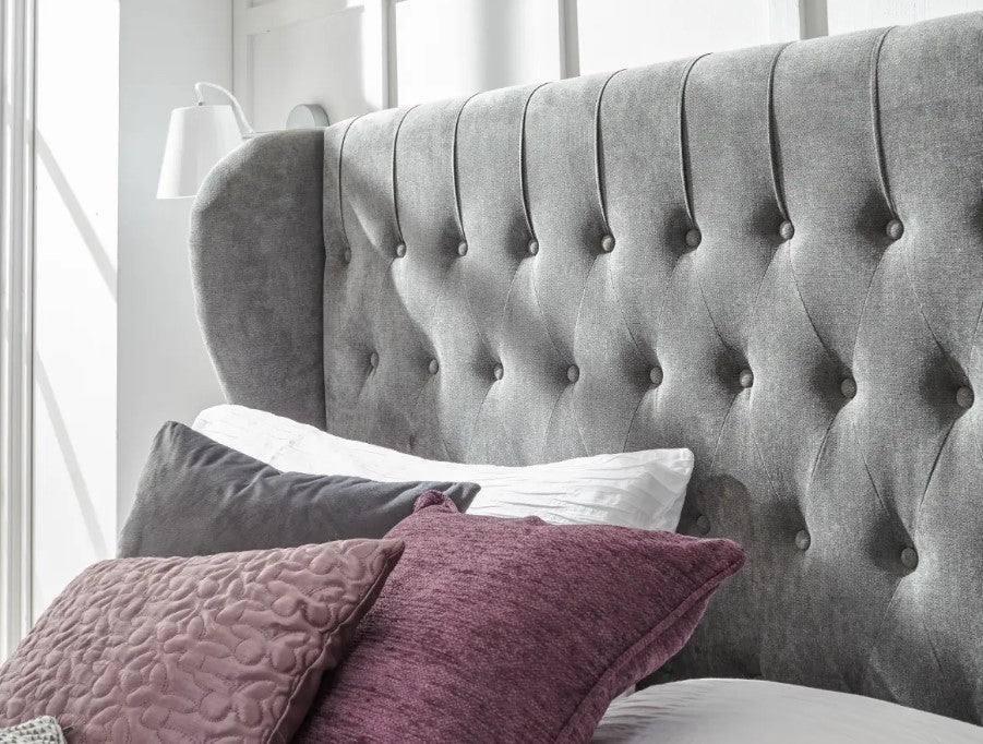 Dakota King Ottoman Bed Grace Pewter Chenille Upholstered Storage - Image 4