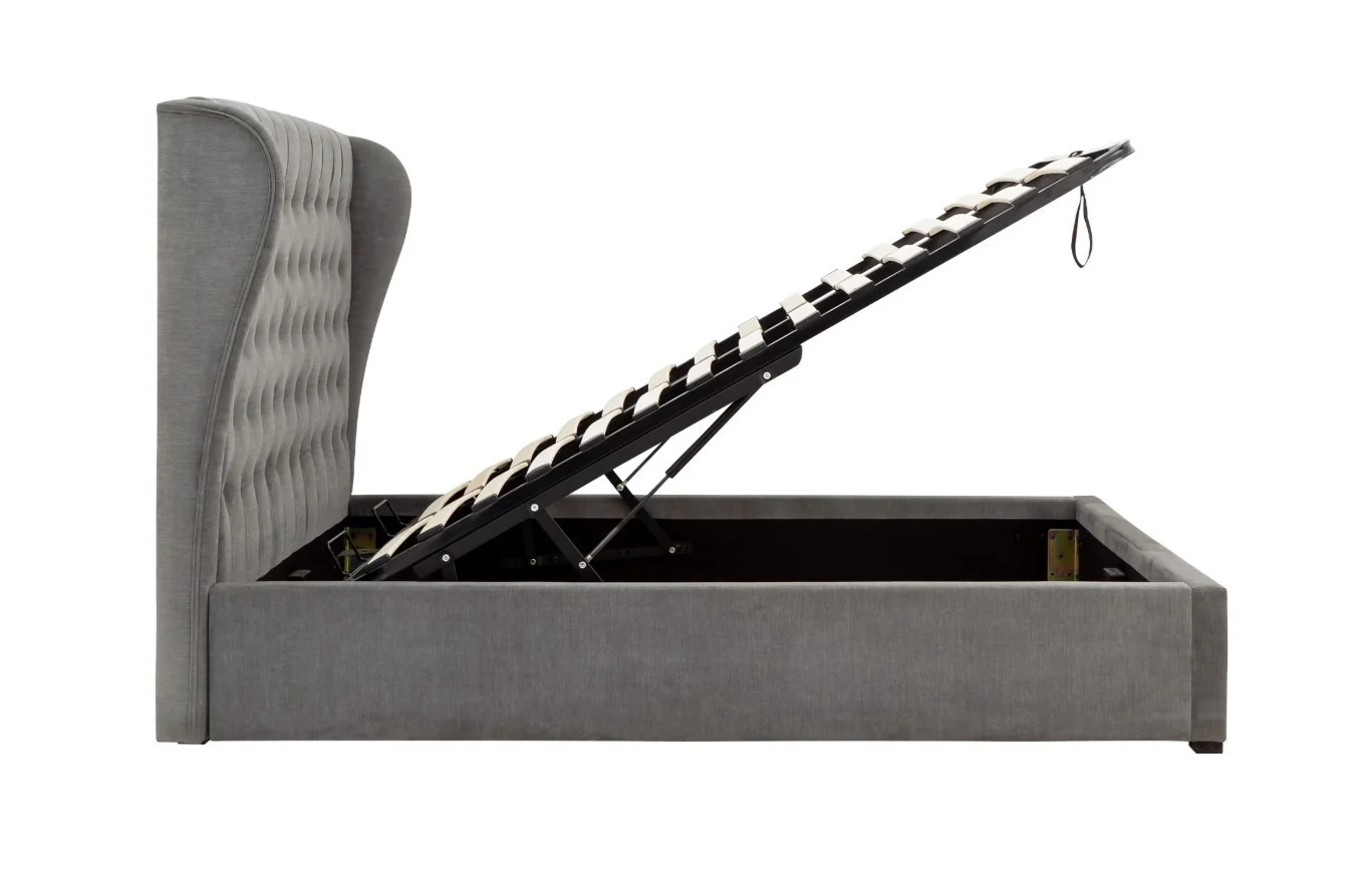 Dakota King Ottoman Bed Grace Pewter Chenille Upholstered Storage - Image 7